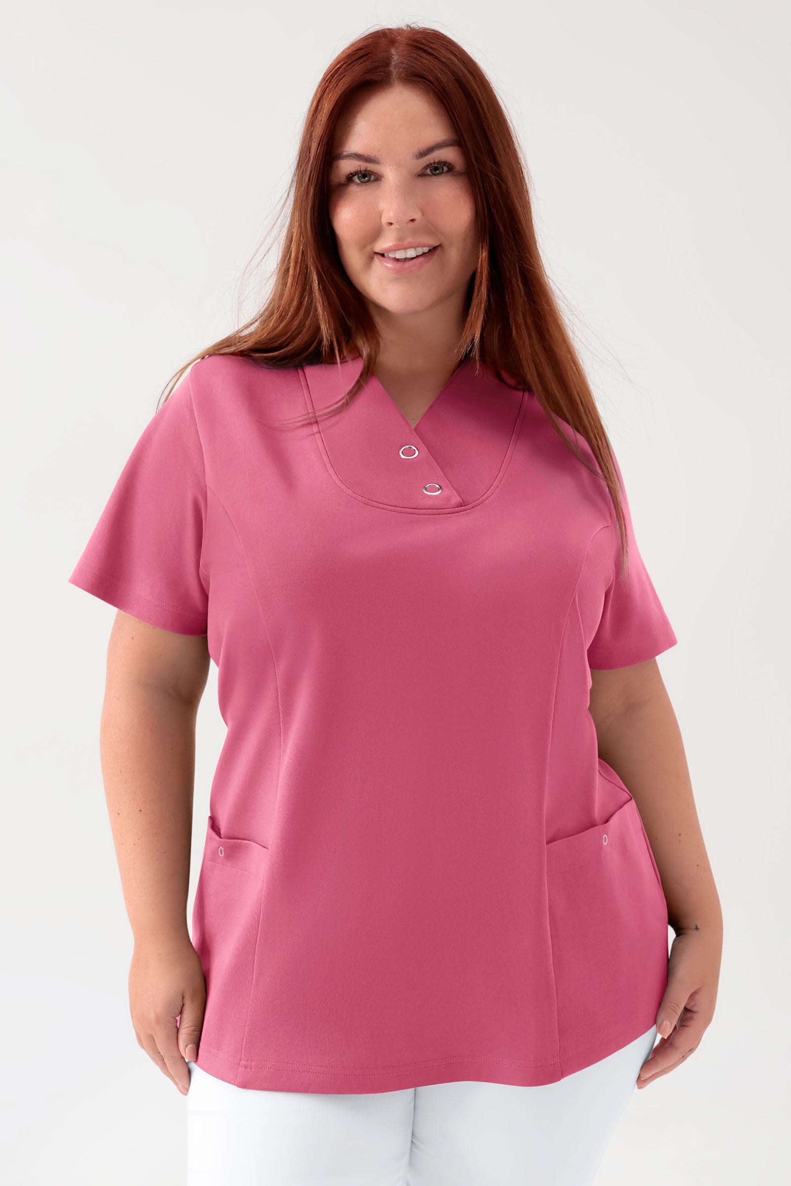 COMFY FLEX Stretch Schlupfkasack Damen - mit Druckknöpfen rosenholz