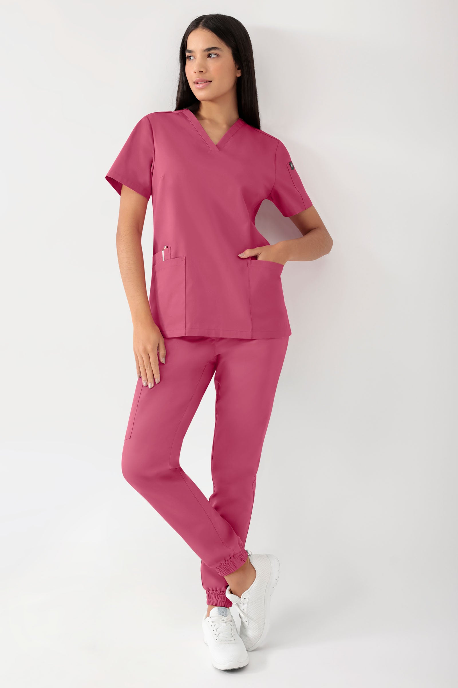 GREEN Stretch Schlupfkasack Damen - V-Ausschnitt rosenholz