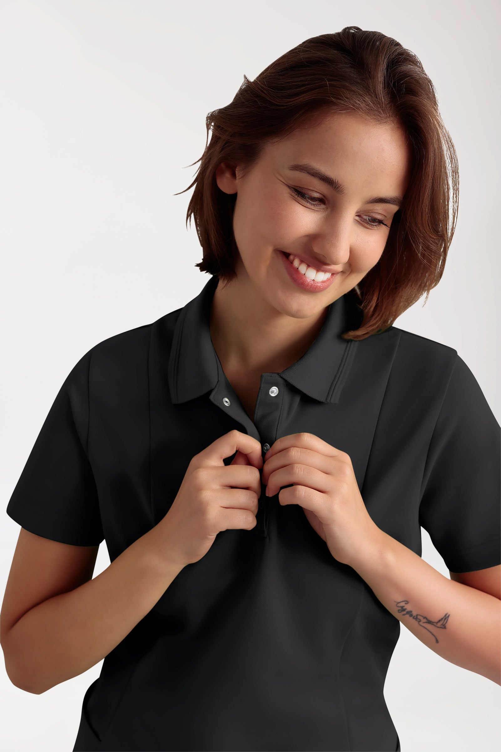 COMFY FLEX Stretch Schlupfkasack Damen - Polokragen schwarz