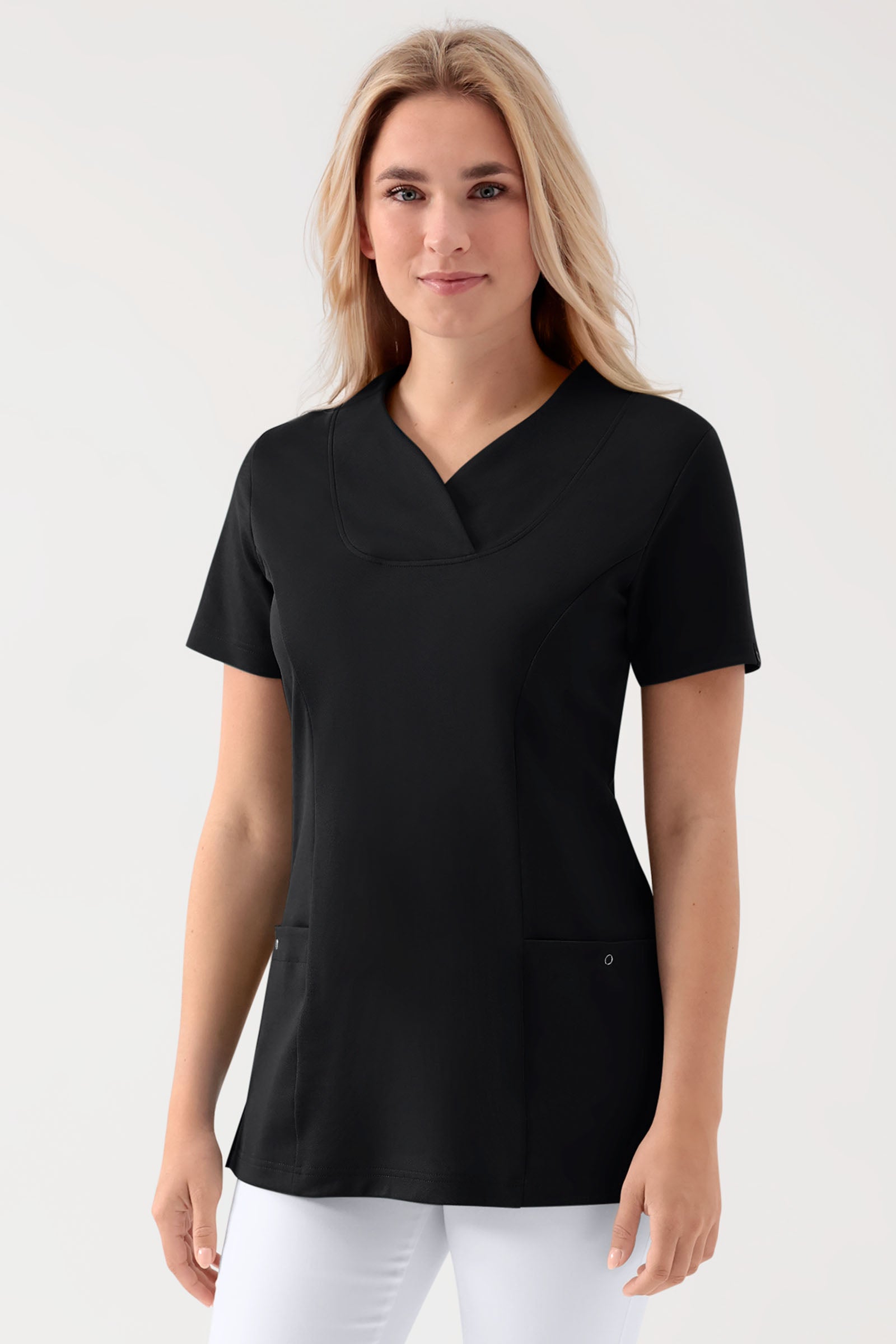 COMFY FLEX Stretch Schlupfkasack Damen - Herzausschnitt schwarz