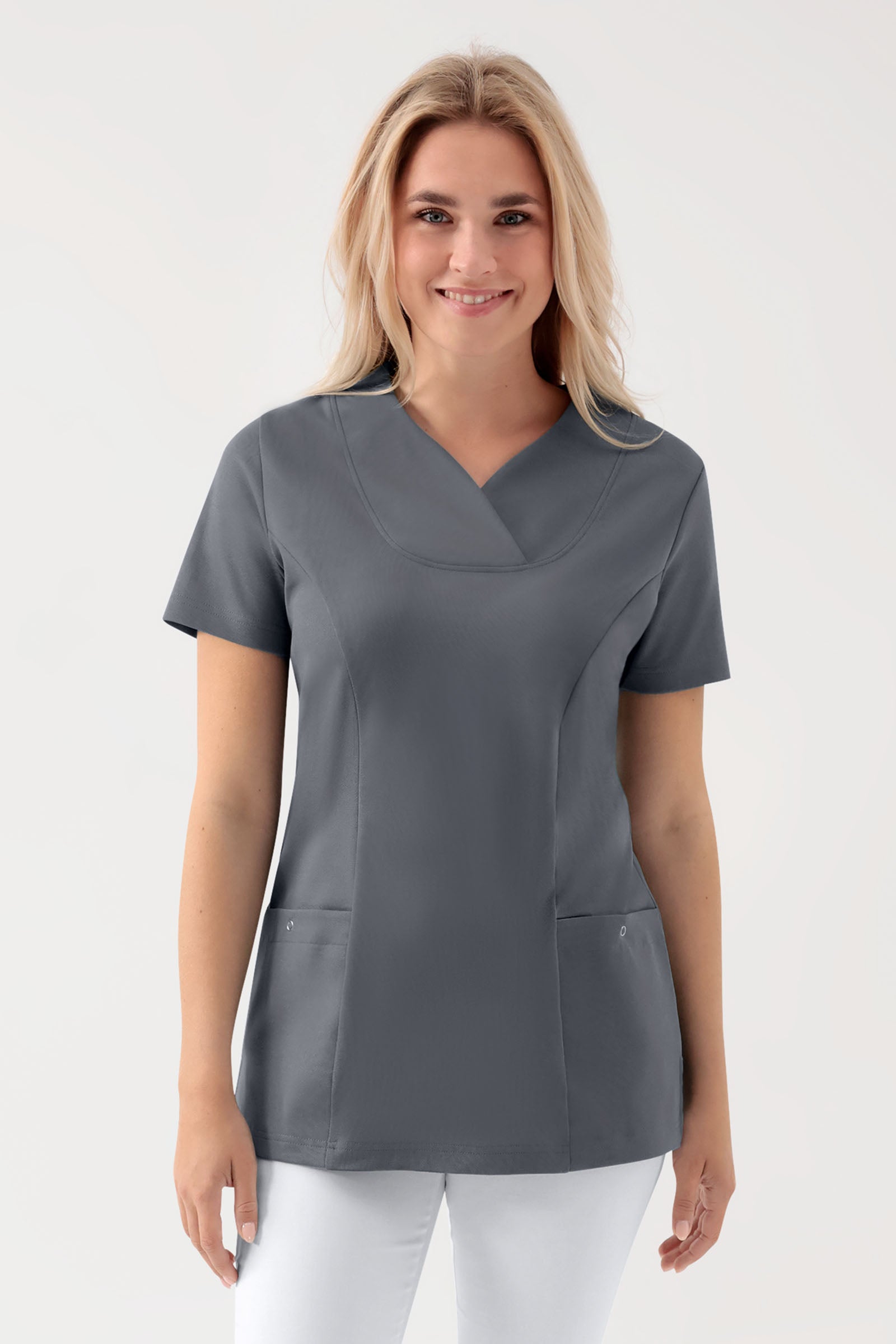 COMFY FLEX Stretch Schlupfkasack Damen - Herzausschnitt steingrau