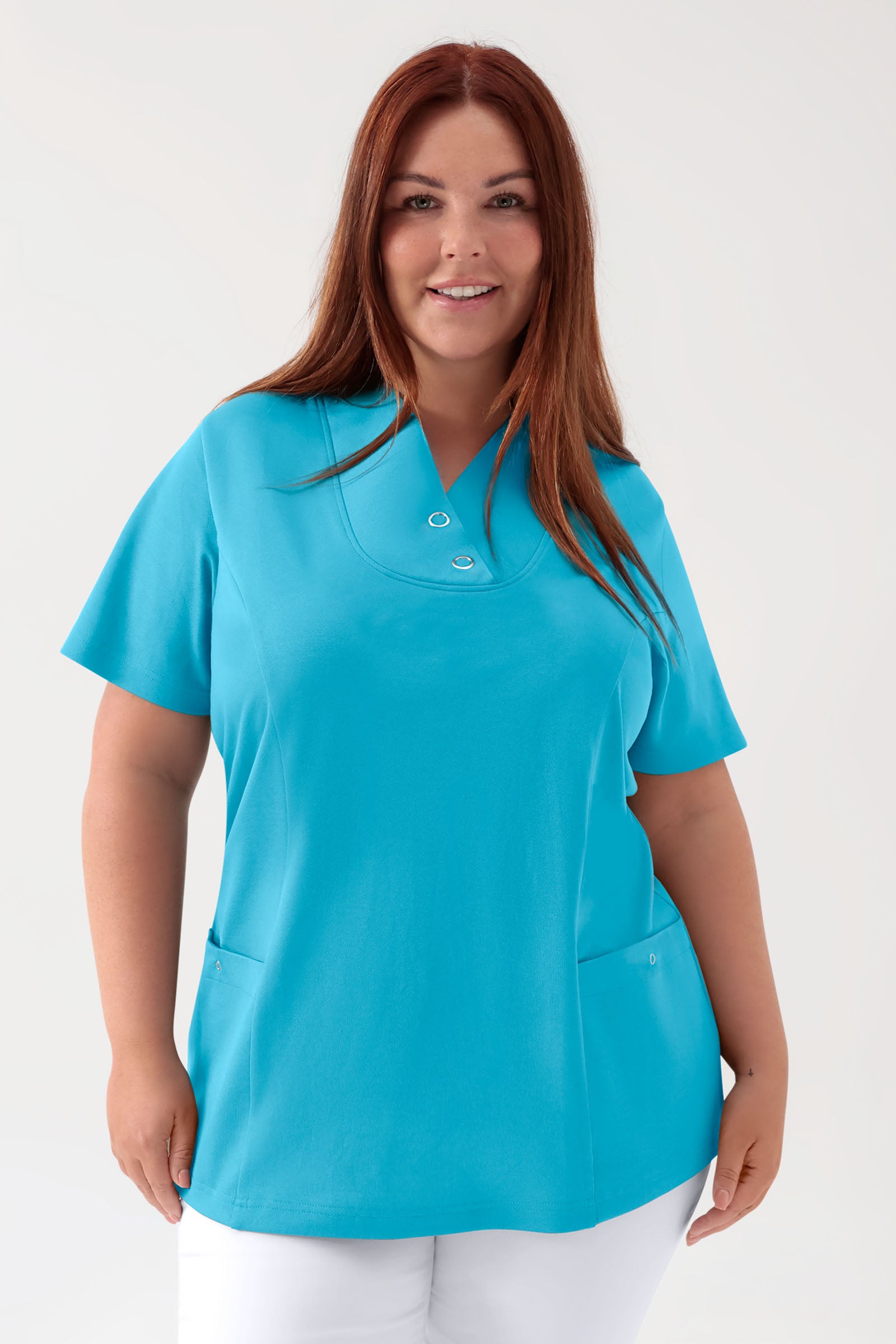 COMFY FLEX Stretch Schlupfkasack Damen - mit Druckknöpfen türkis