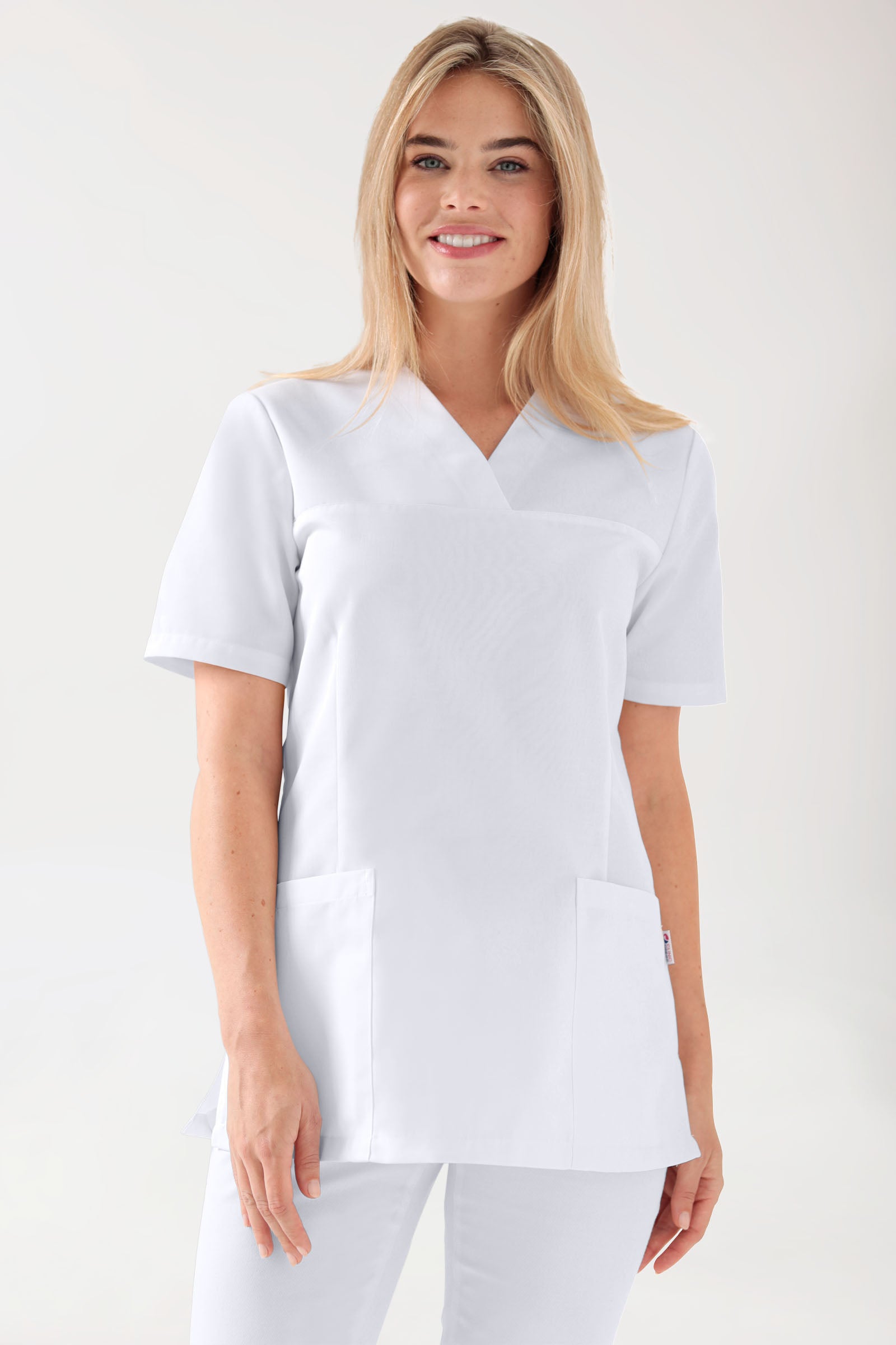 JUST STRONG Schlupfkasack Damen - V-Ausschnitt weiß