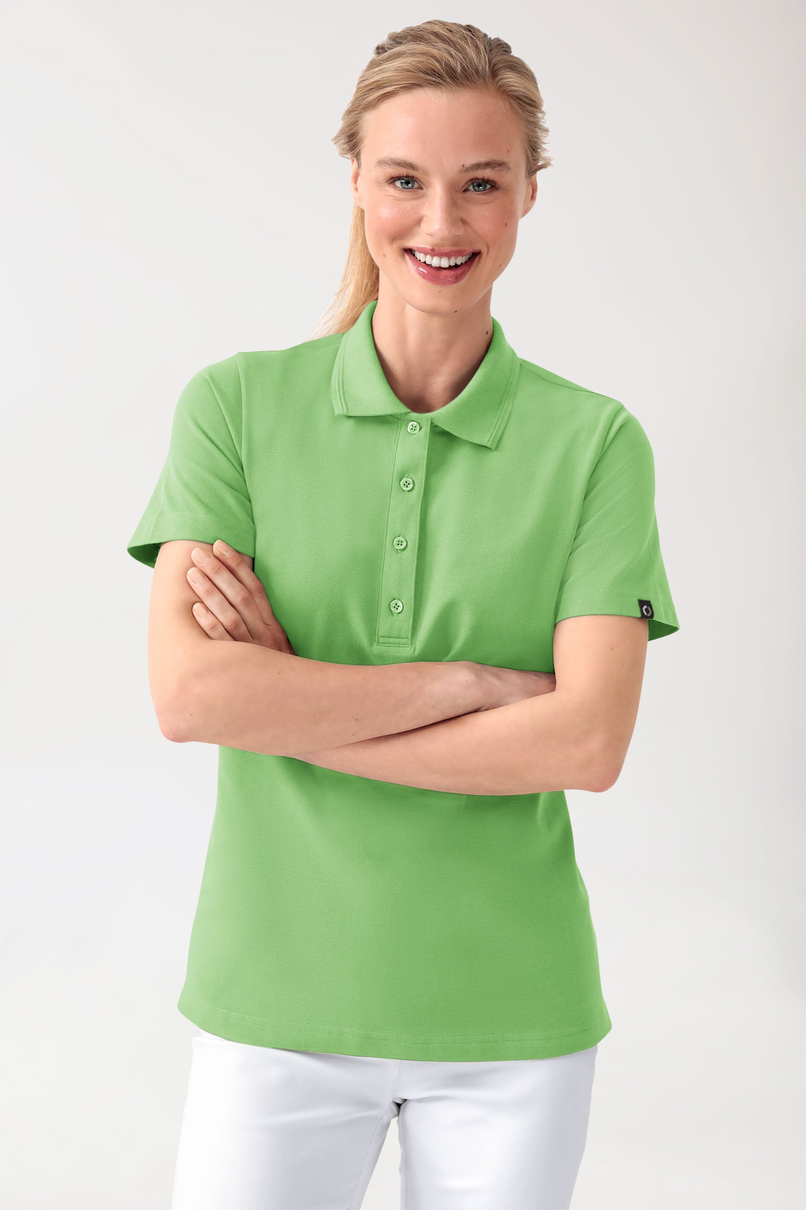 COMFY FLEX Stretch Shirt Damen - Polokragen apfelgrün