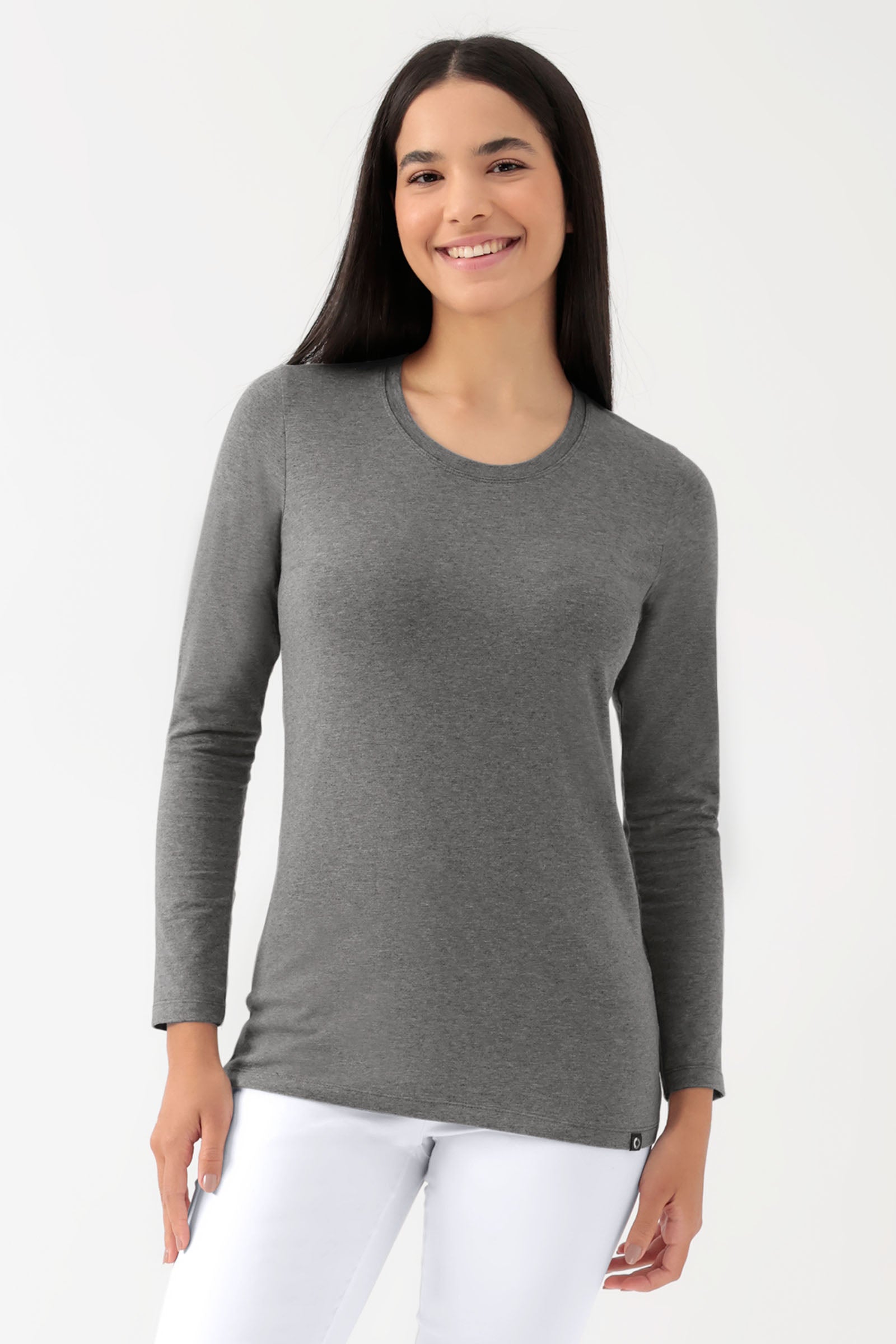 CORE Shirt Damen - 1/1 Arm dunkelgrau melange