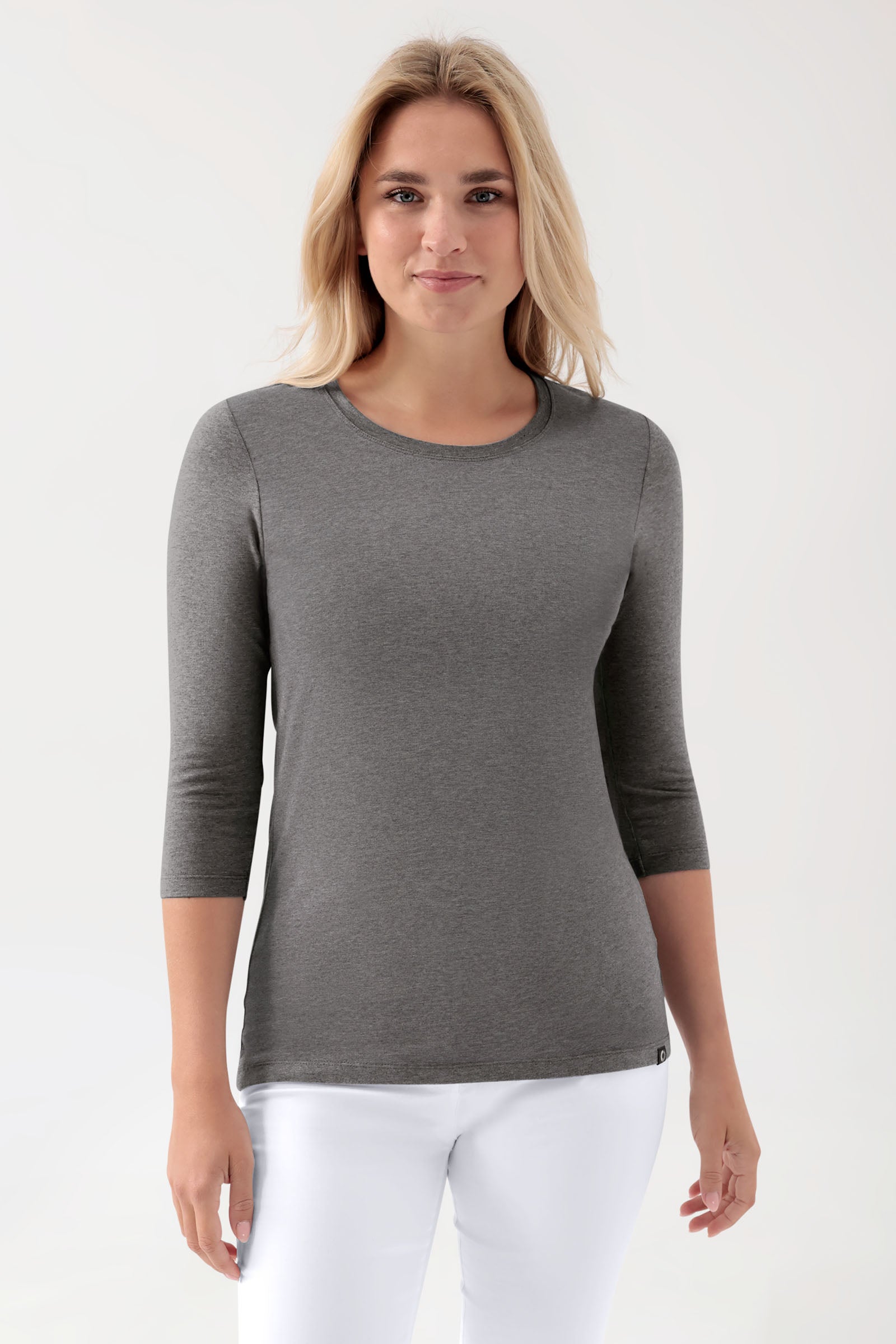 CORE Shirt Damen - 3/4 Arm dunkelgrau melange