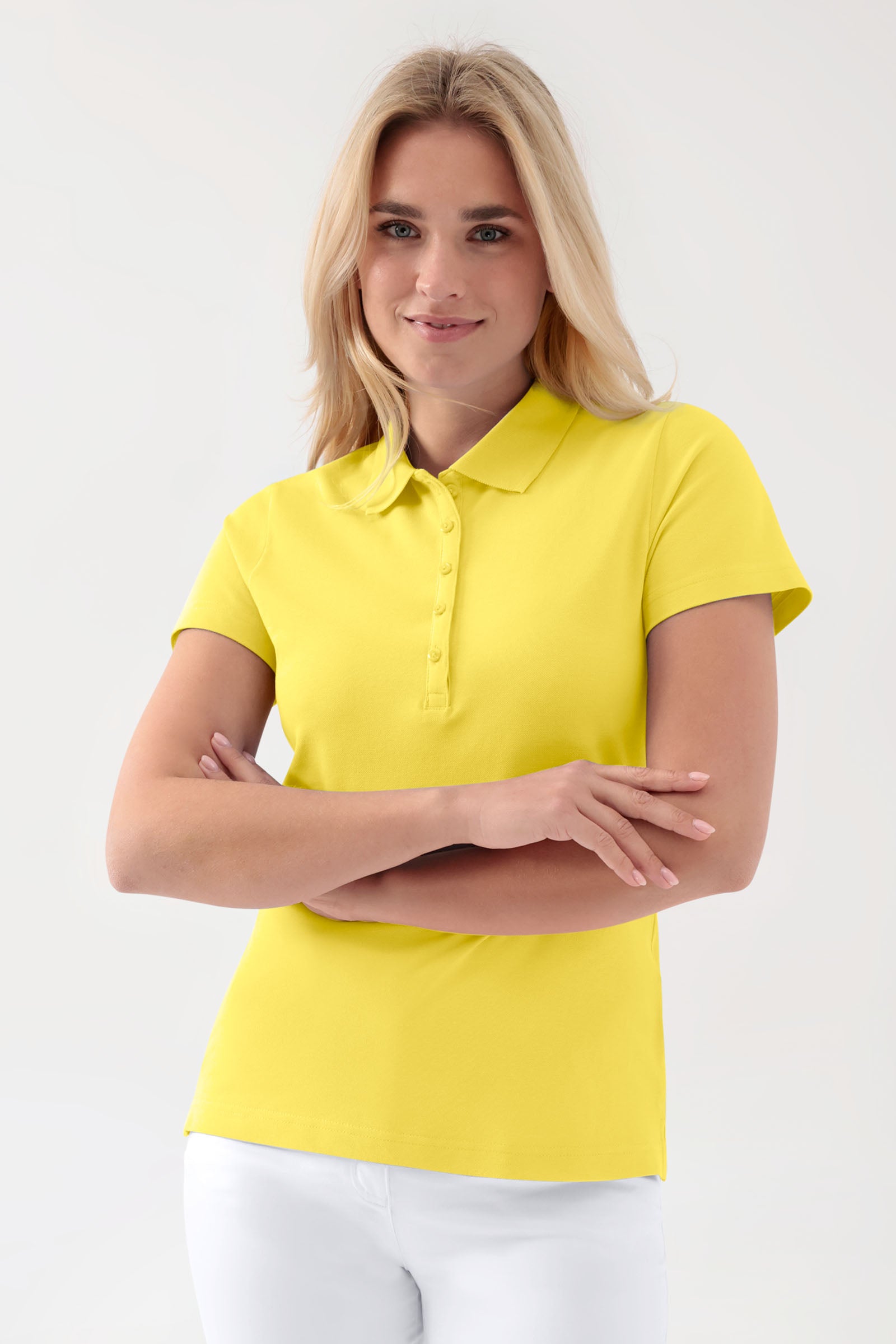 Stretch Shirt Damen - Polokragen gelb