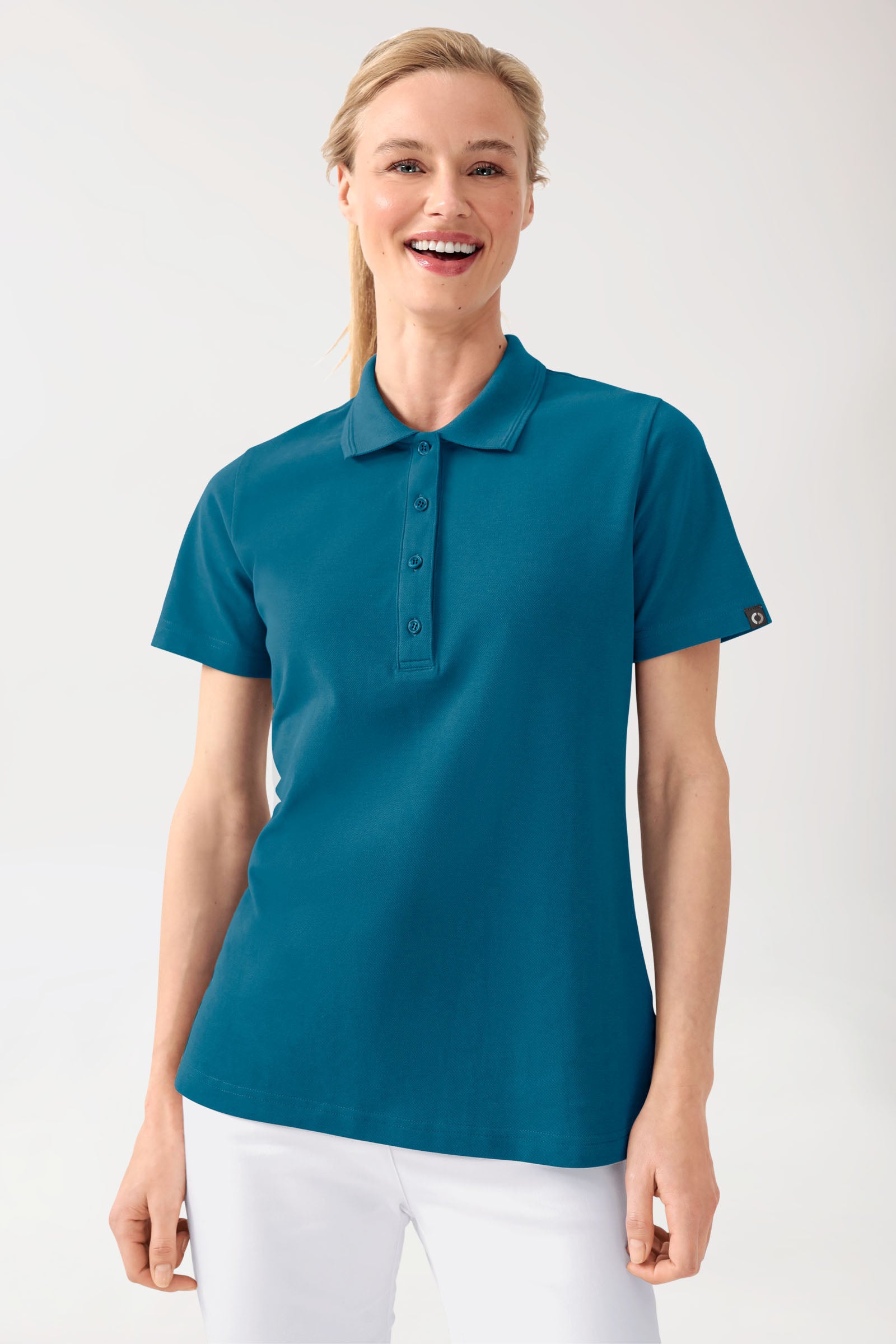 COMFY FLEX Stretch Shirt Damen - Polokragen petrol
