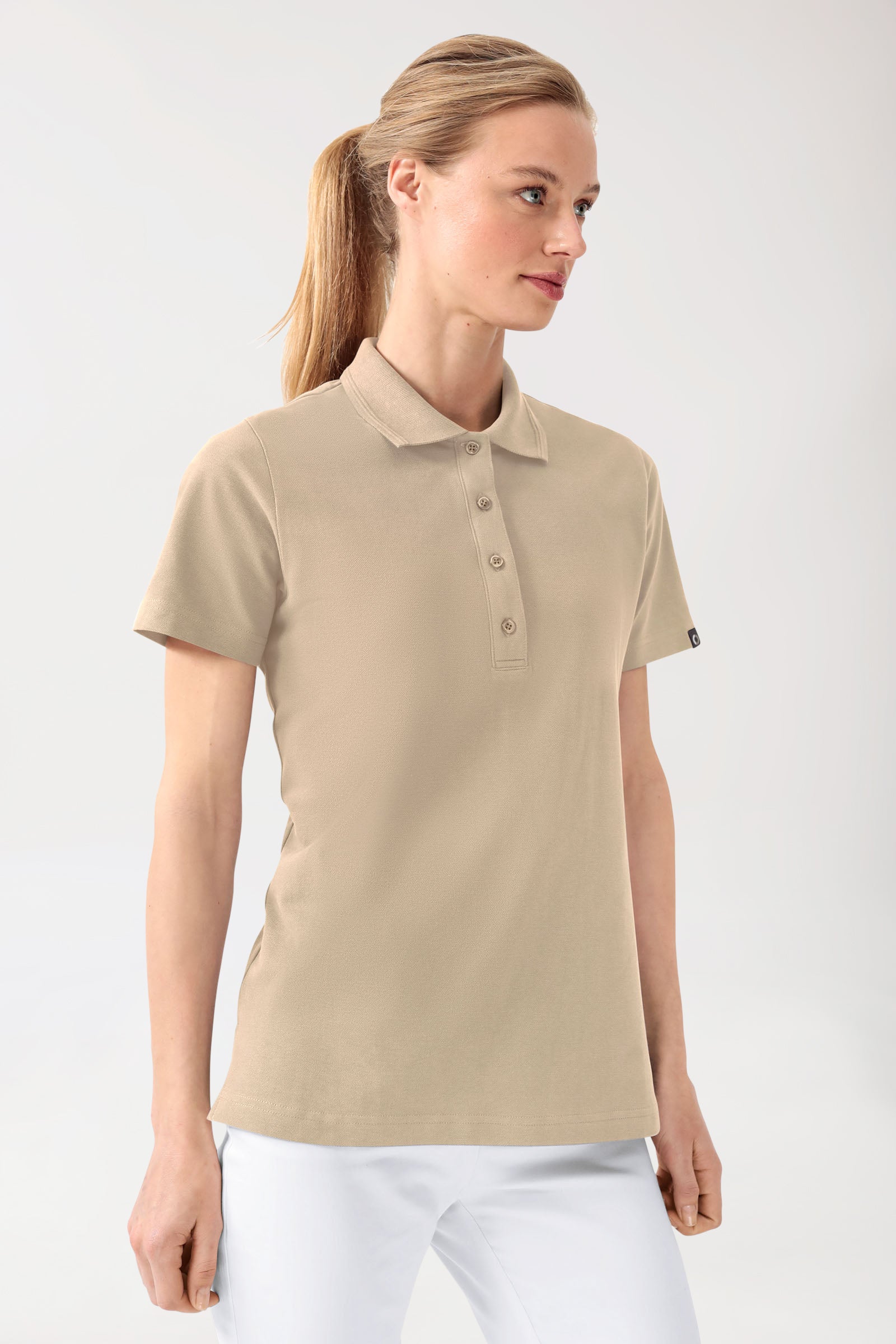 COMFY FLEX Stretch Shirt Damen - Polokragen sand