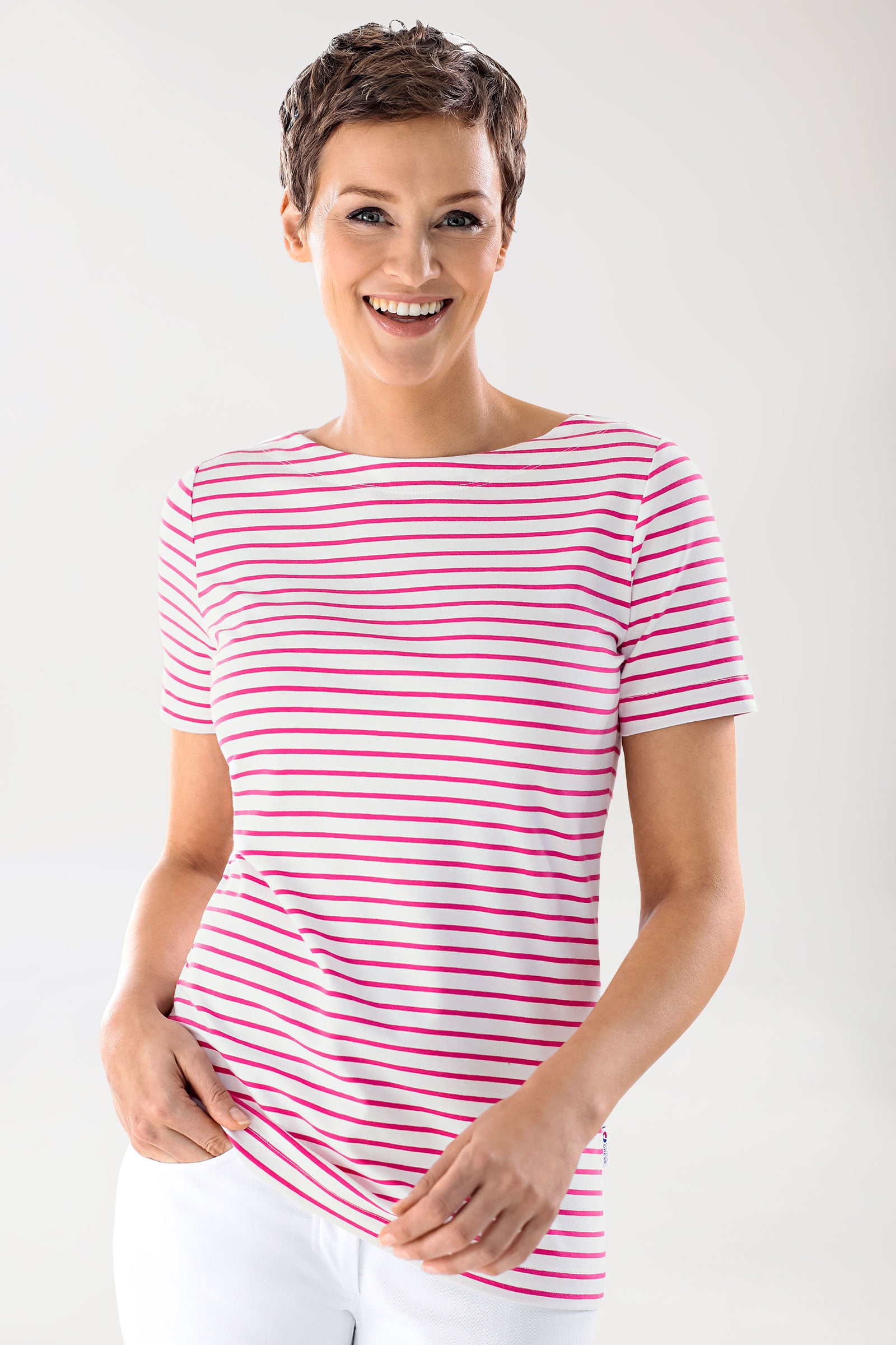Shirt Damen - 1/2 Arm weiß/pink