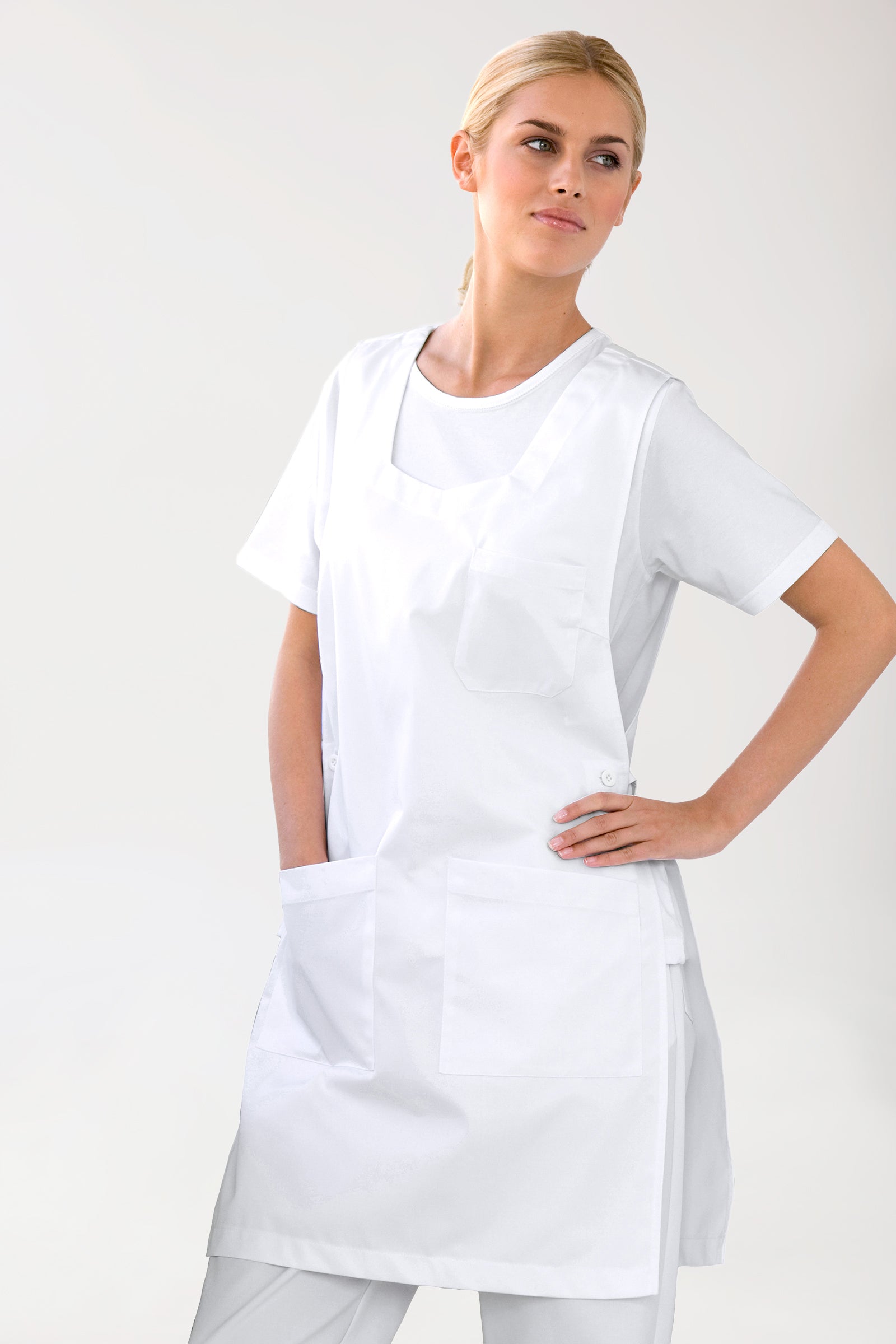 JUST STRONG Überwurfschürze Damen weiß