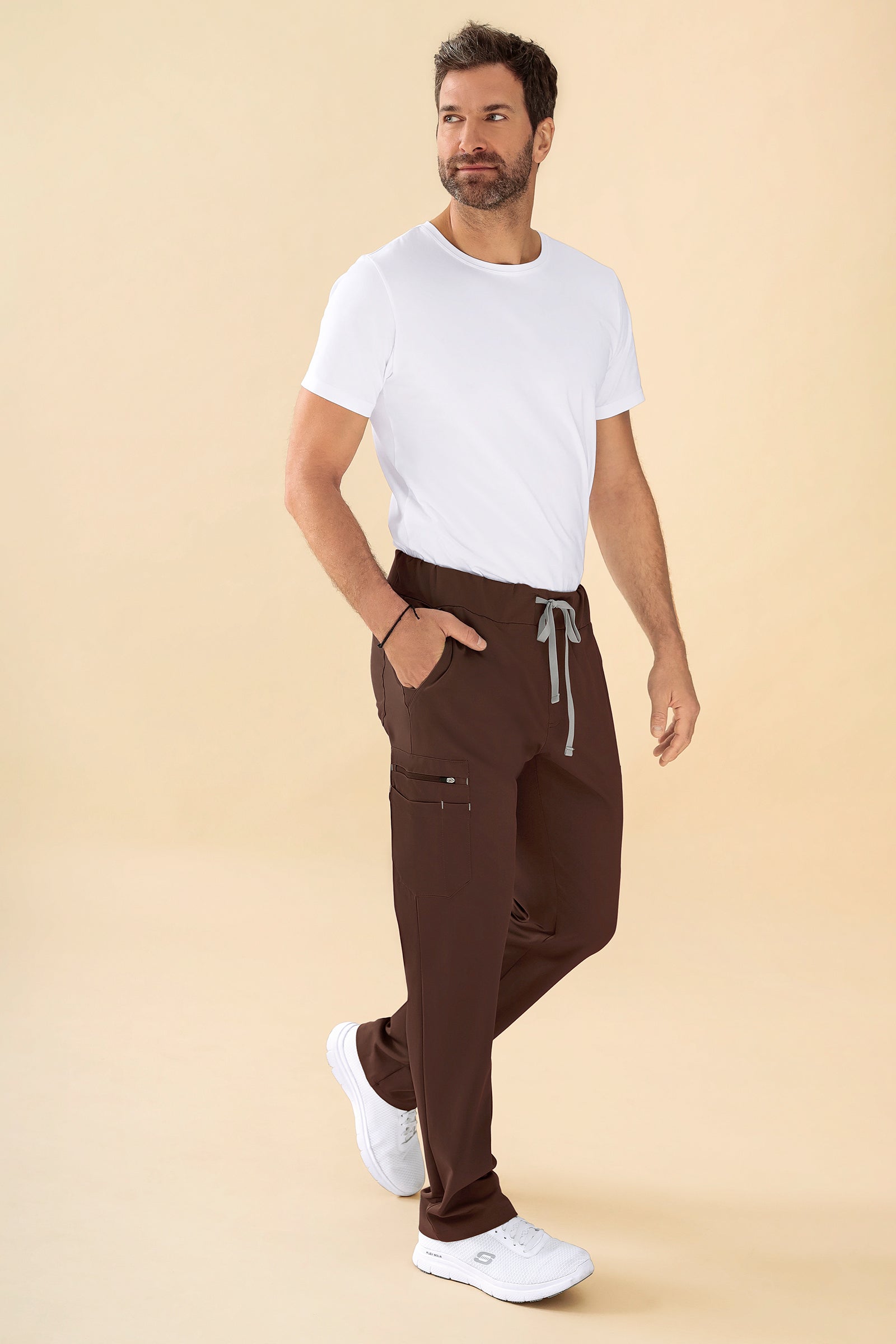 KAERE Hose Herren - gerader Saum mit Beintaschen coffee