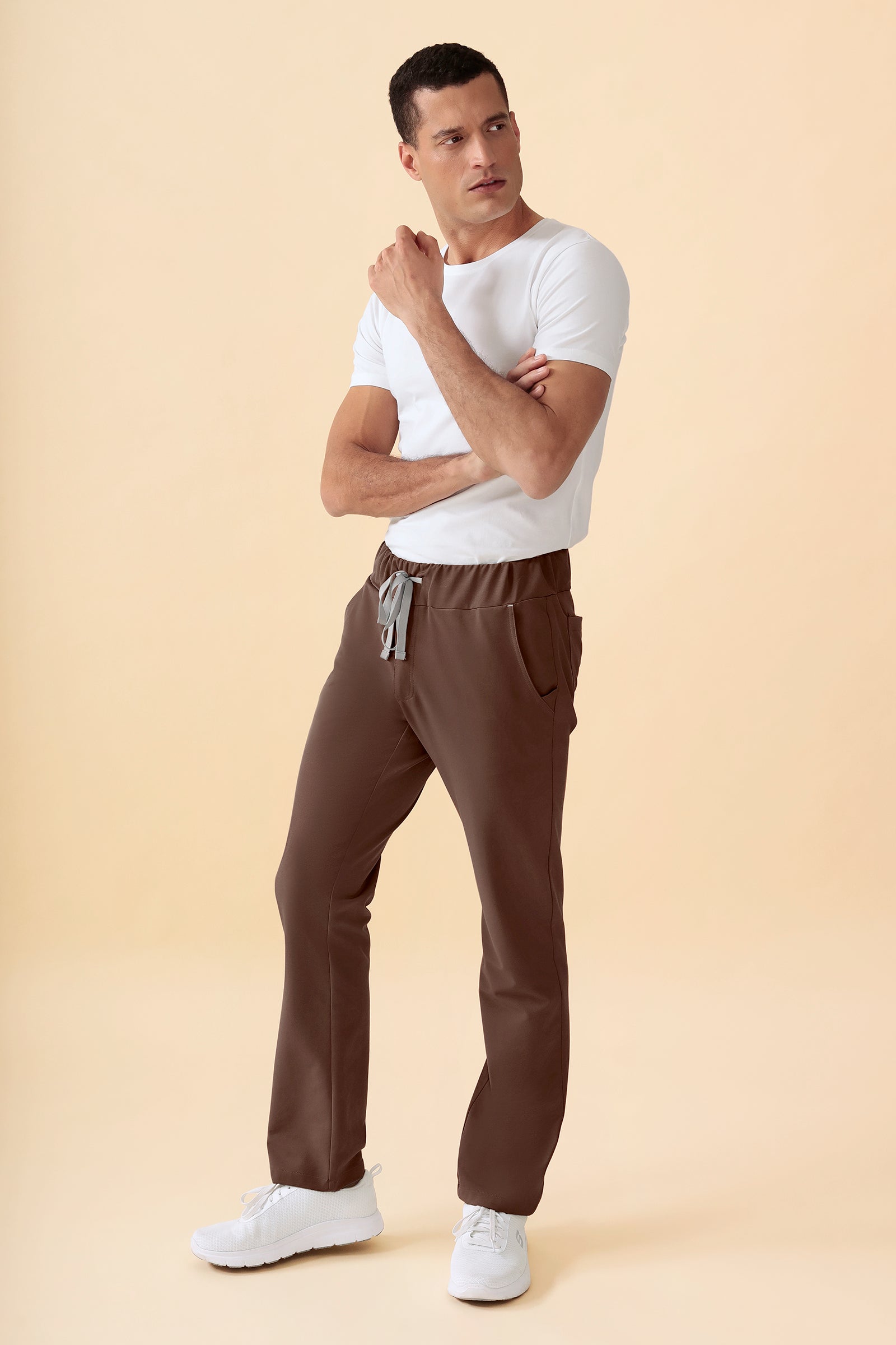 KAERE Hose Herren - gerader Saum ohne Beintaschen coffee