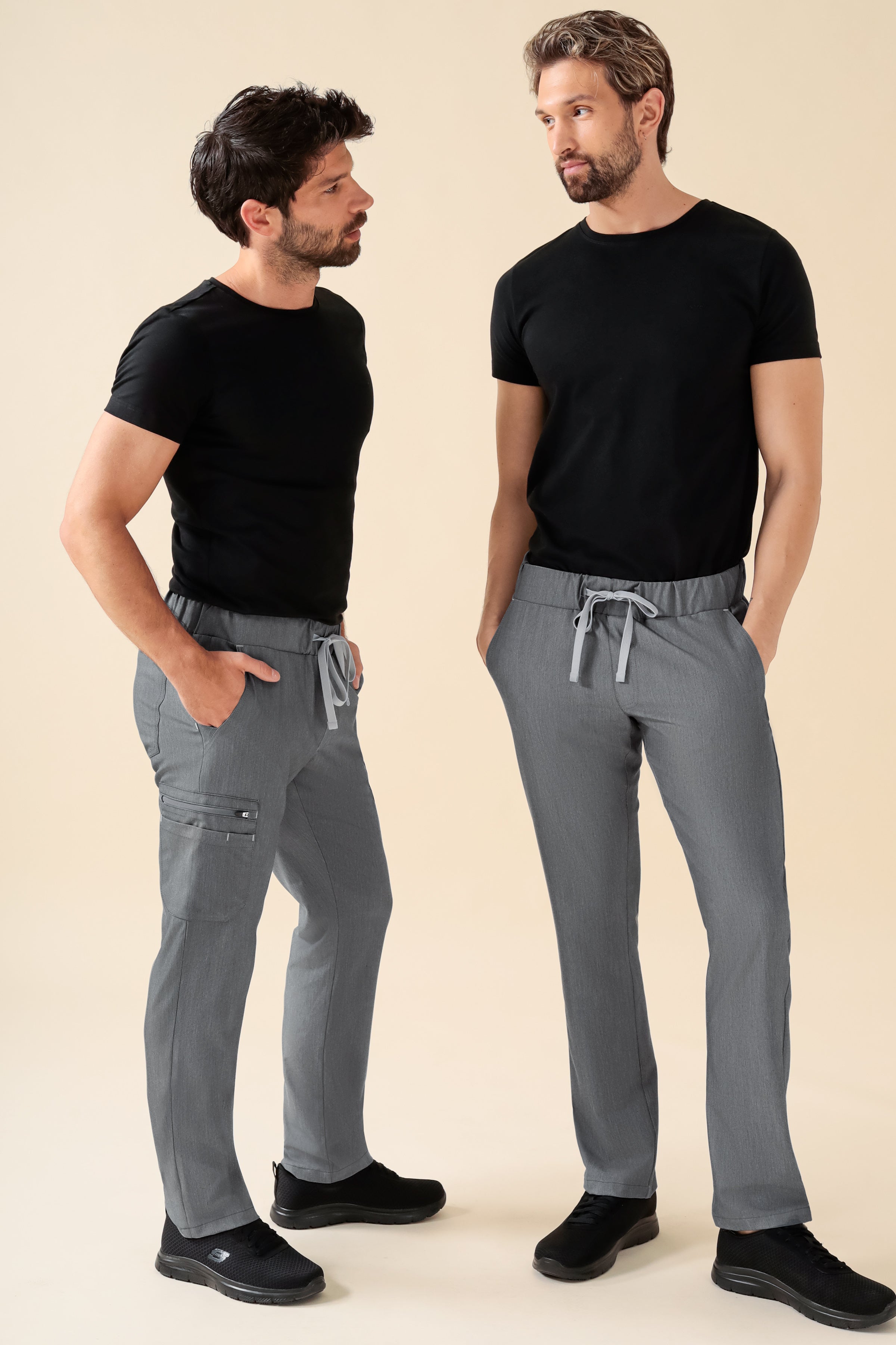 KAERE Hose Herren - gerader Saum ohne Beintaschen grau melange