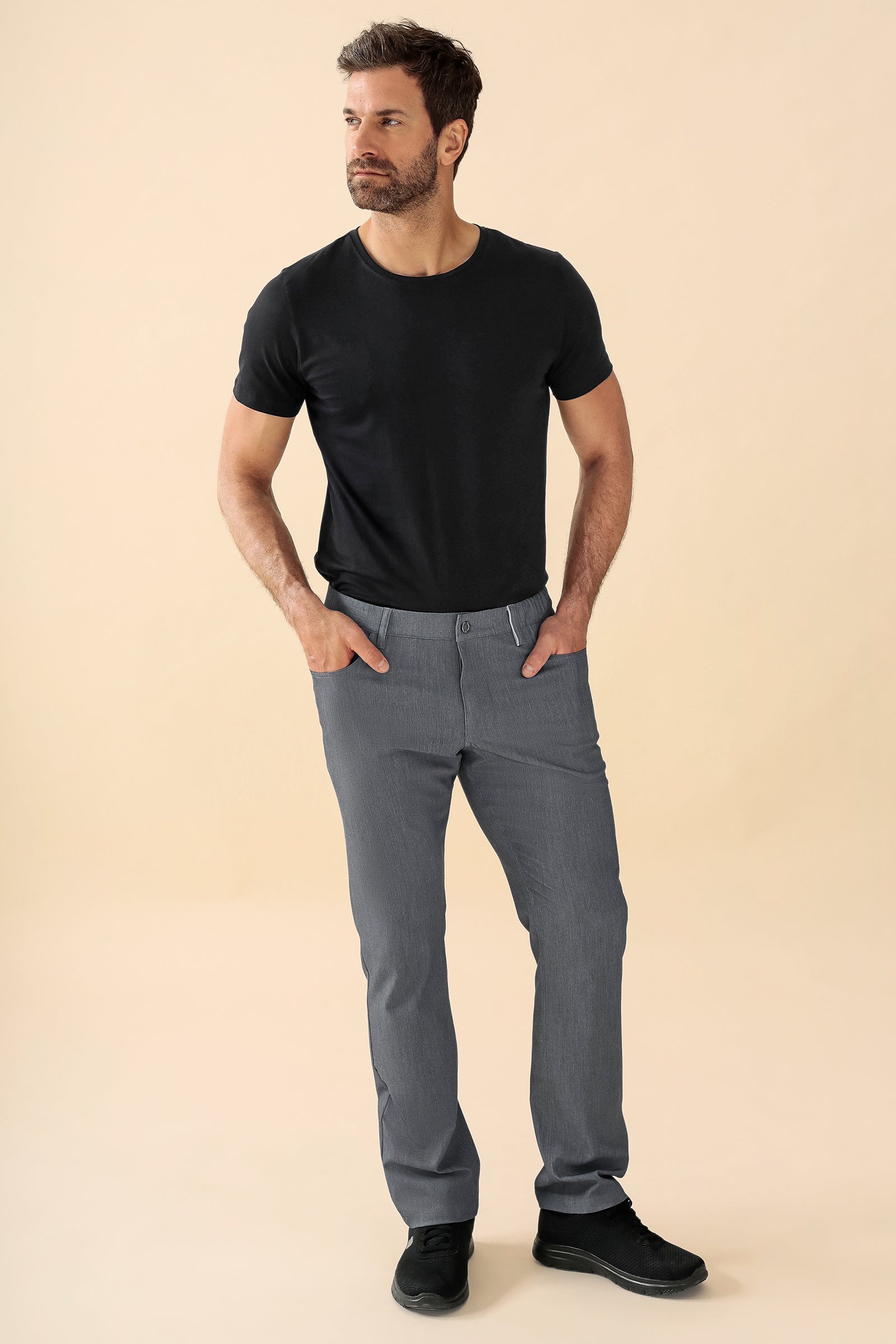 KAERE Hose Herren - 5-Pocket grau melange