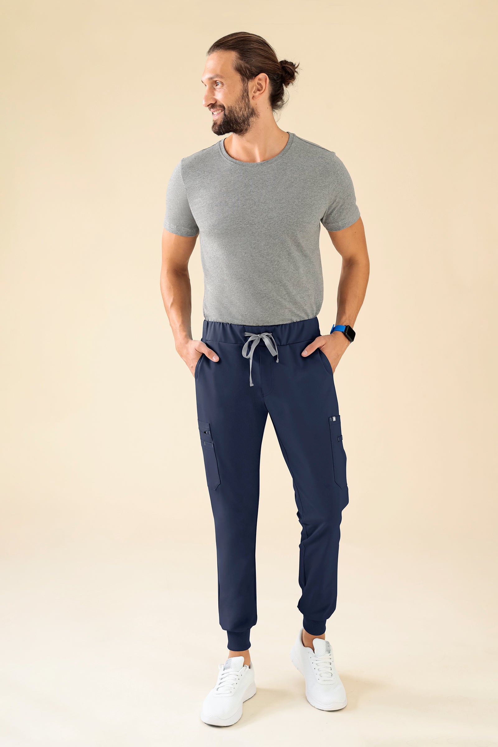 KAERE Hose Herren - Saumbündchen mit Beintaschen navy