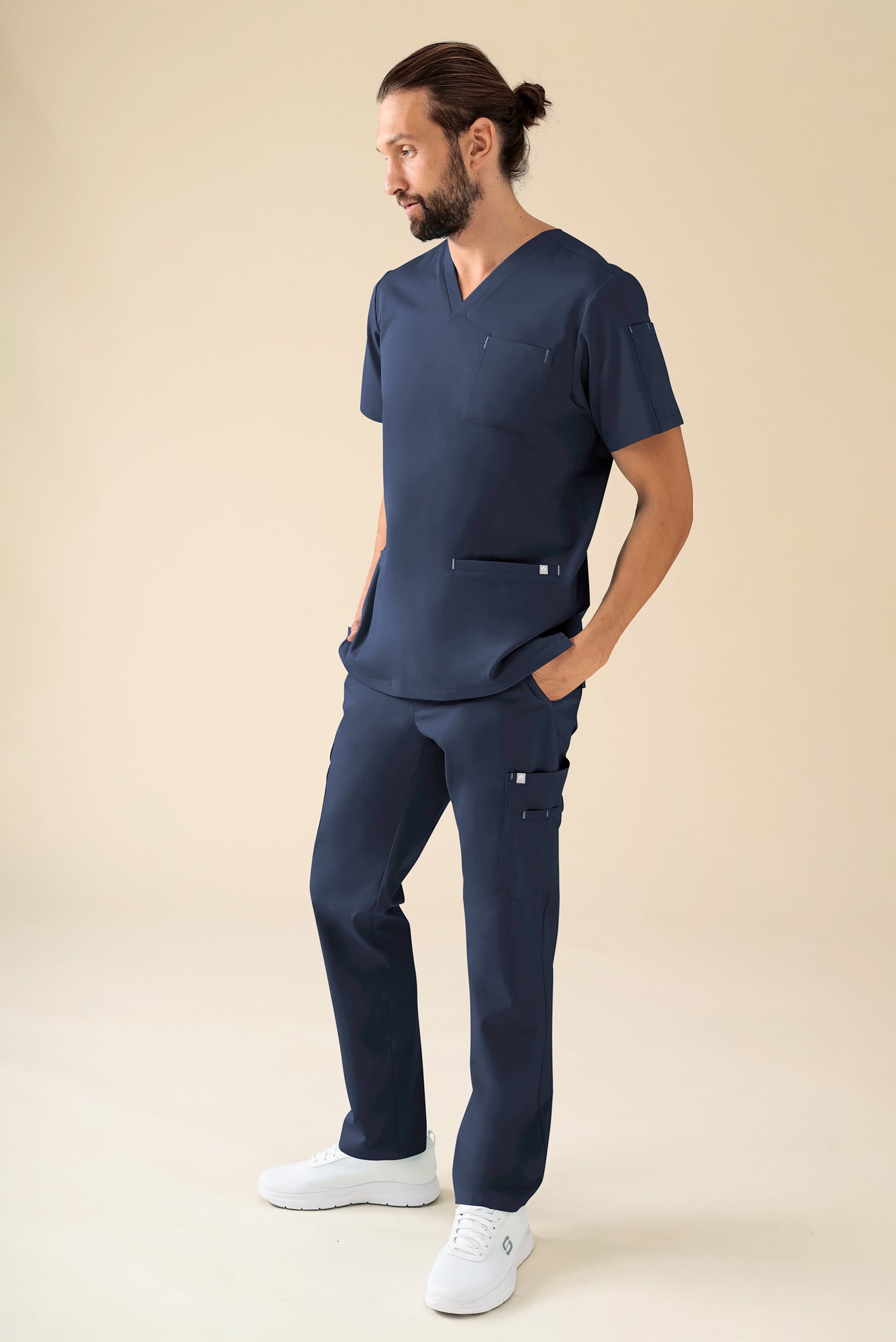 KAERE Hose Herren - gerader Saum mit Beintaschen navy