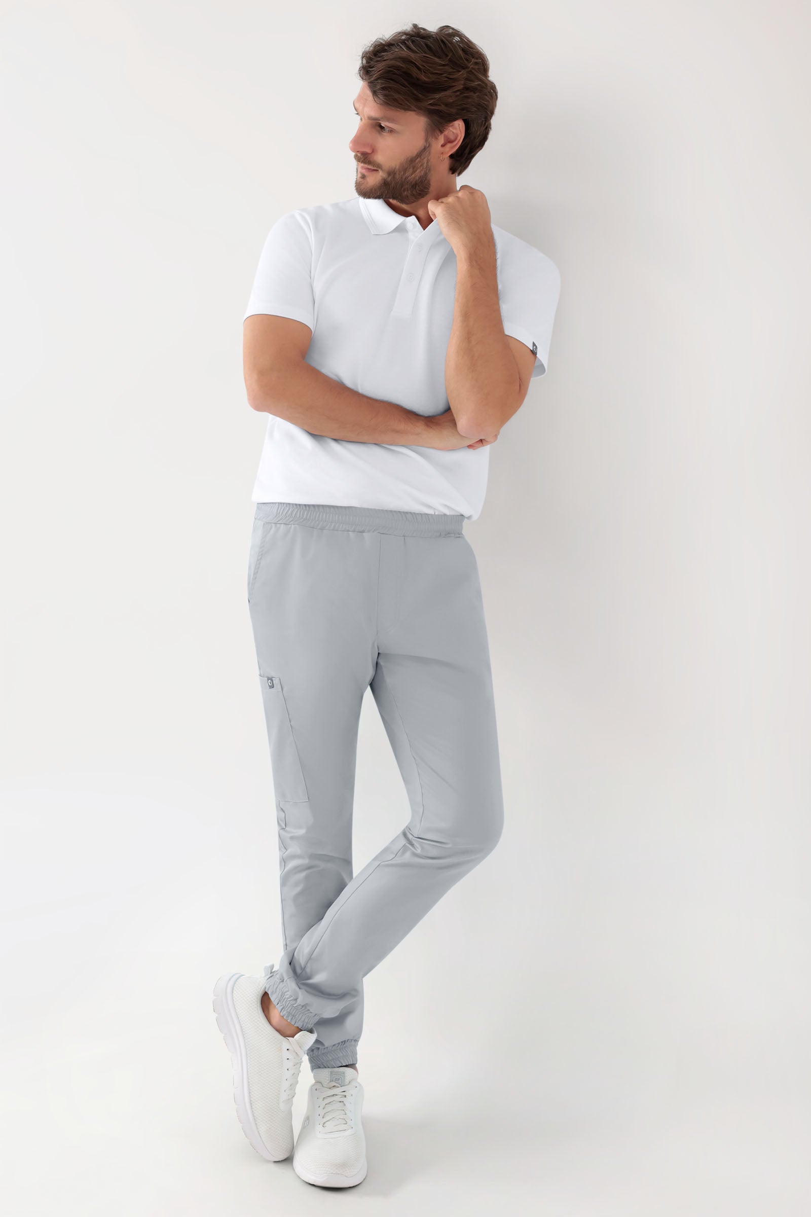 GREEN Stretch Hose Herren - Jogpants Style perlgrau