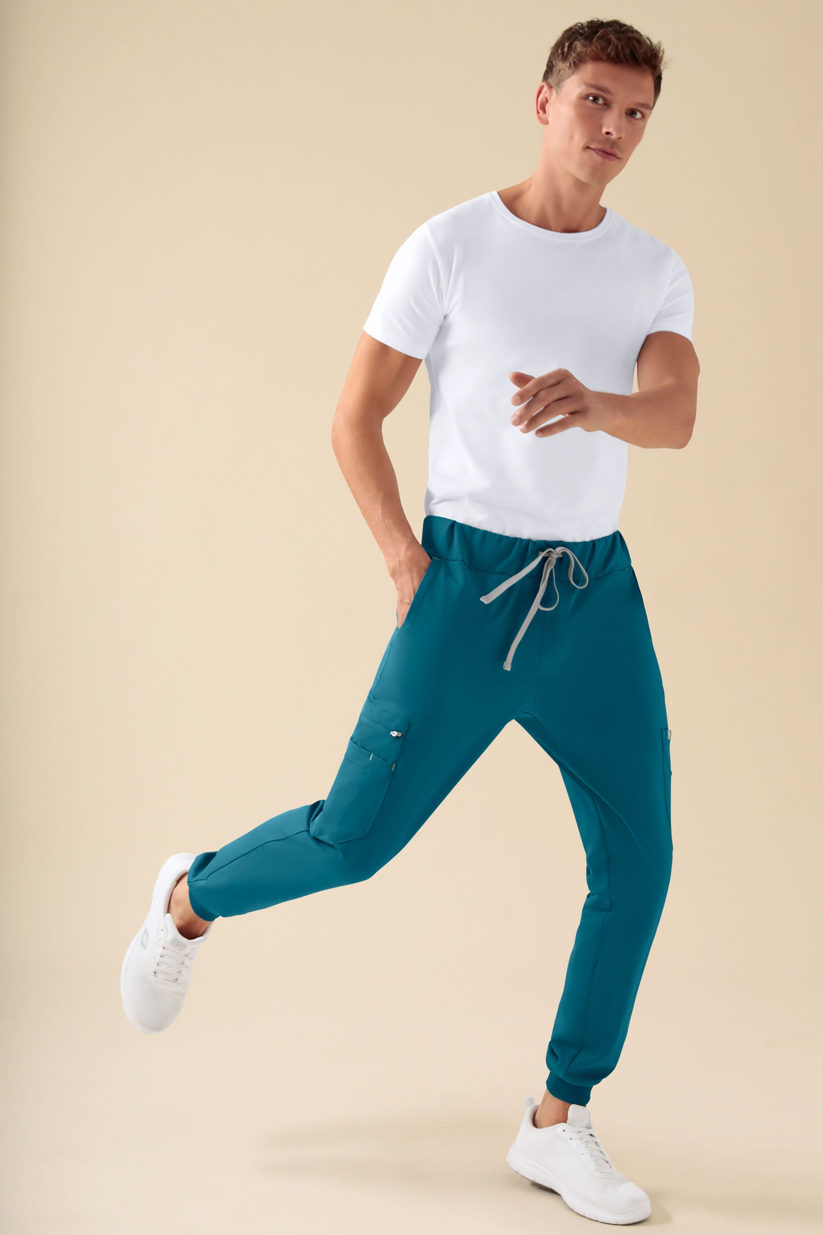 KAERE Hose Herren - Saumbündchen mit Beintaschen petrol