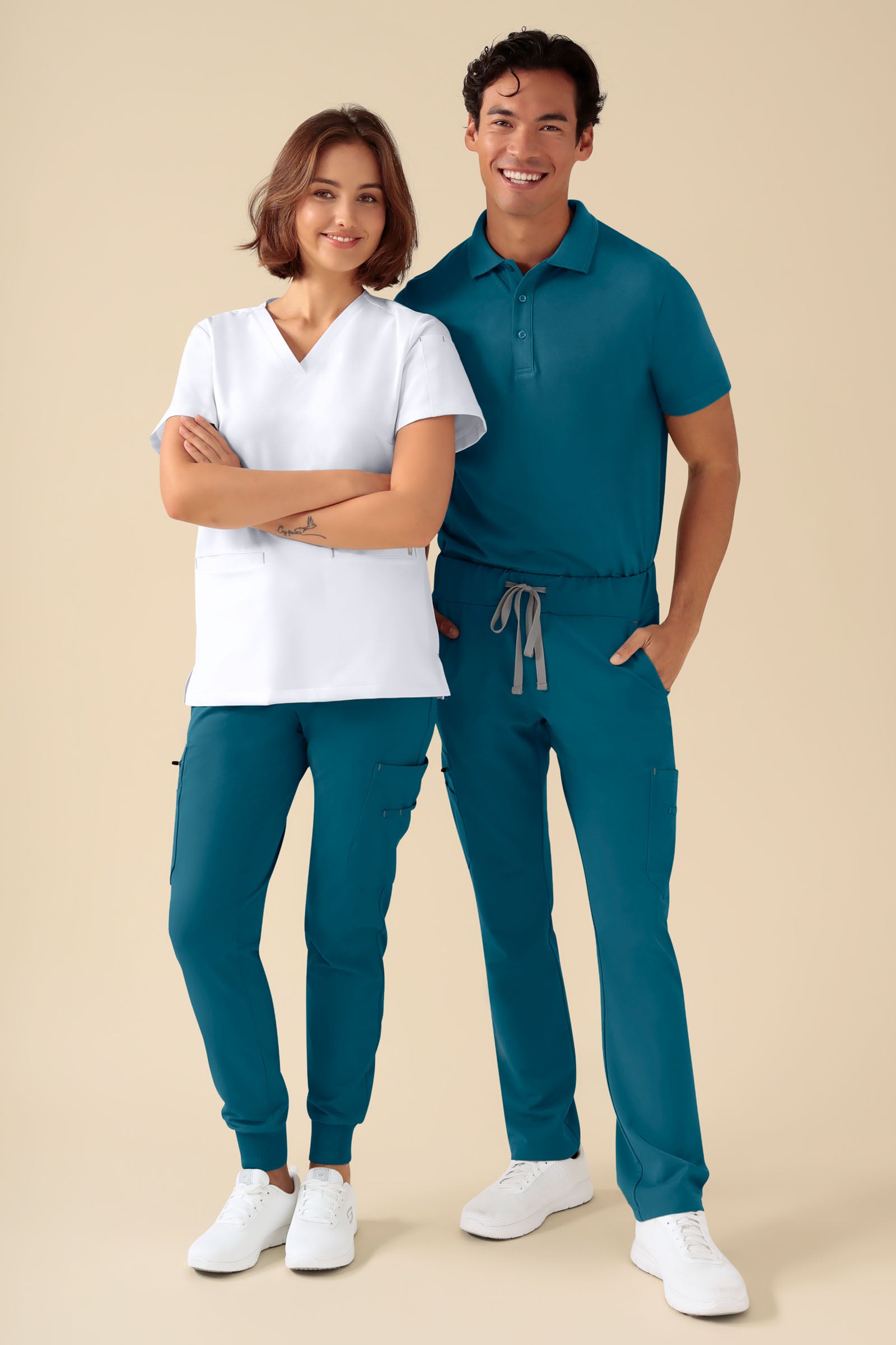 KAERE Hose Herren - gerader Saum mit Beintaschen petrol