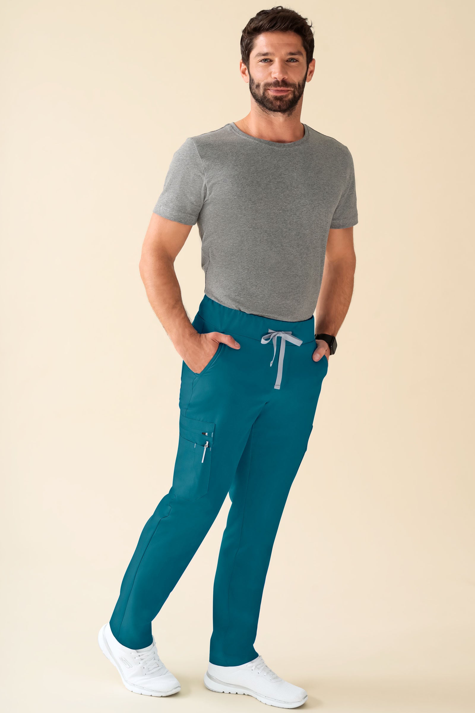 KAERE Hose Herren - gerader Saum Kurzgr. mit Beintaschen petrol