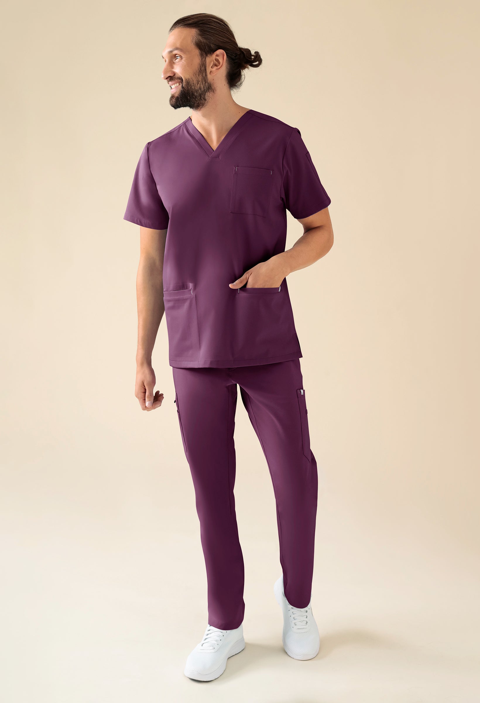 KAERE Hose Herren - gerader Saum mit Beintaschen pflaume