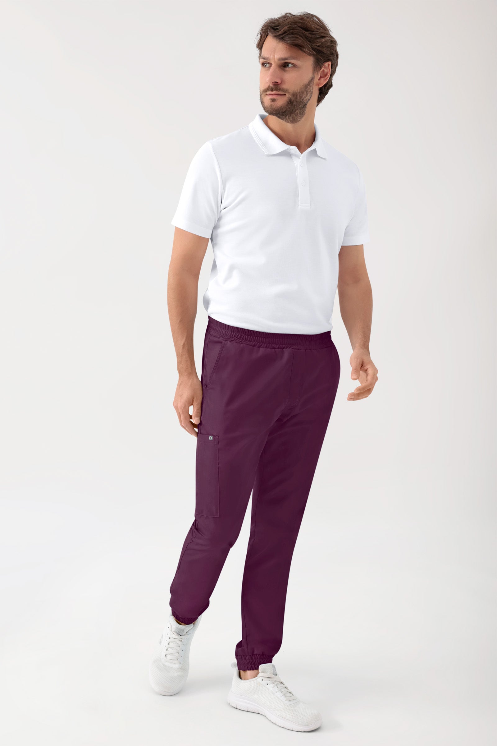 GREEN Stretch Hose Herren - Jogpants Style pflaume, Vorderansicht