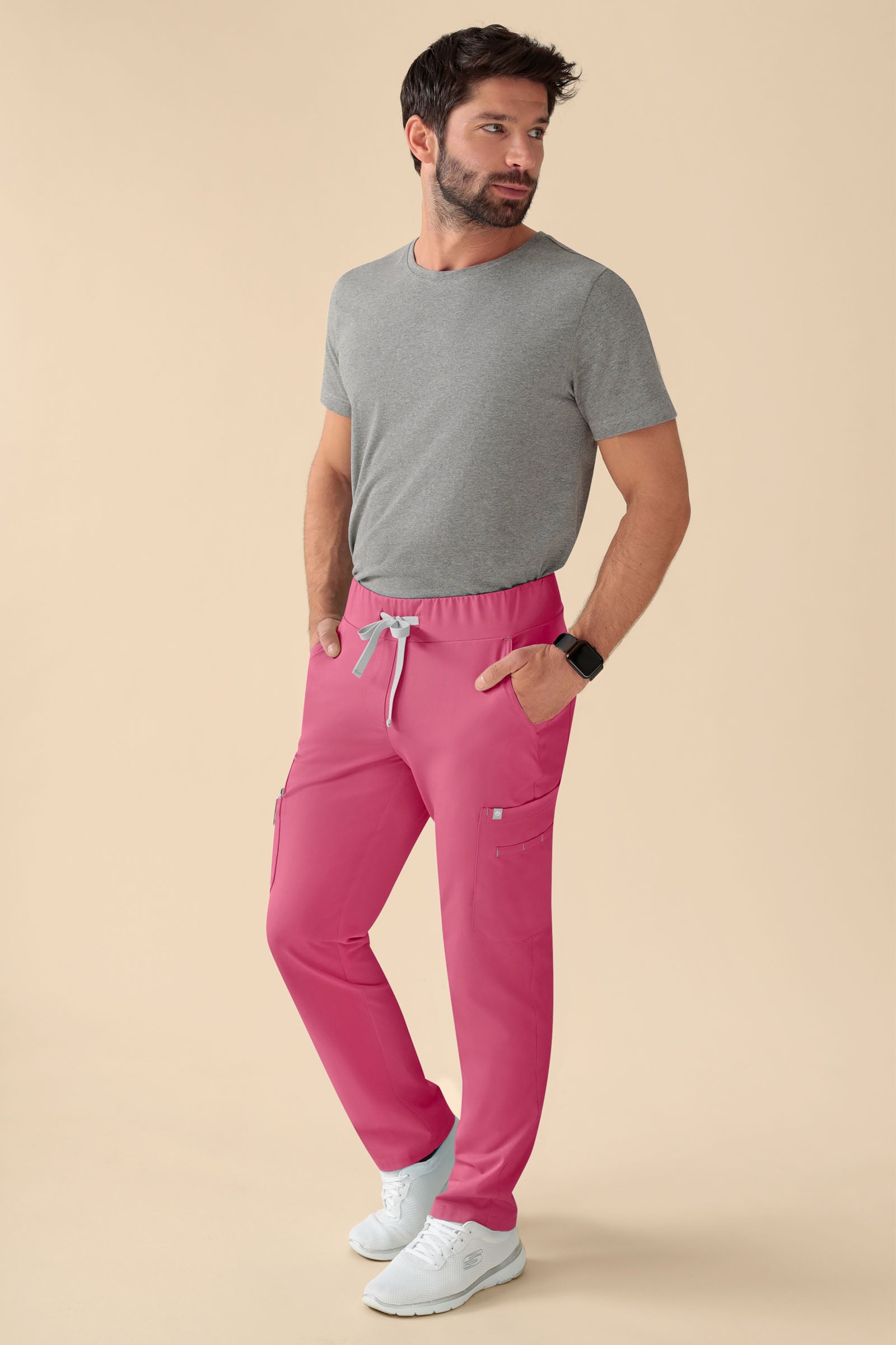 KAERE Hose Herren - gerader Saum Kurzgr. mit Beintaschen rosenholz