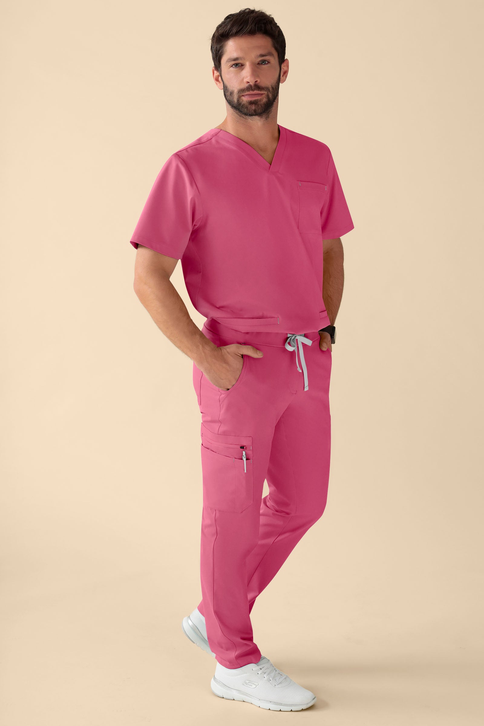 KAERE Hose Herren - gerader Saum Kurzgr. mit Beintaschen rosenholz