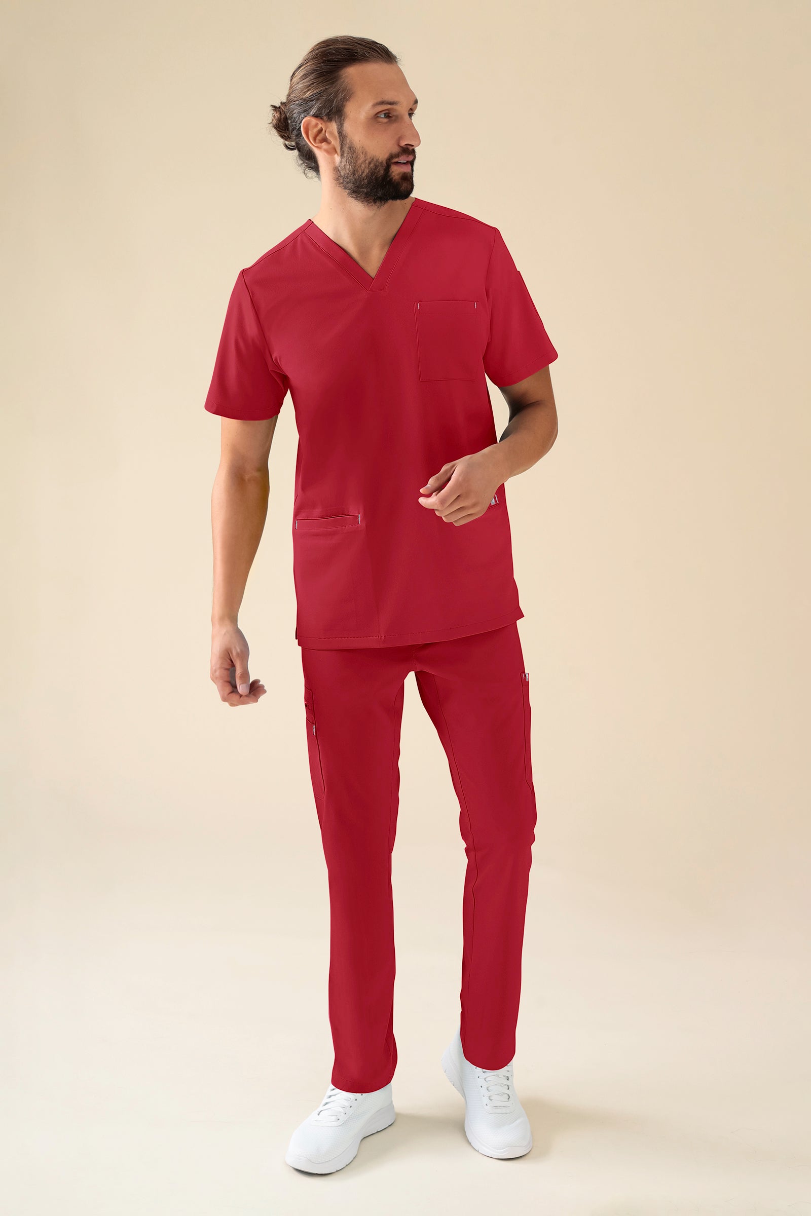KAERE Hose Herren - gerader Saum mit Beintaschen rot