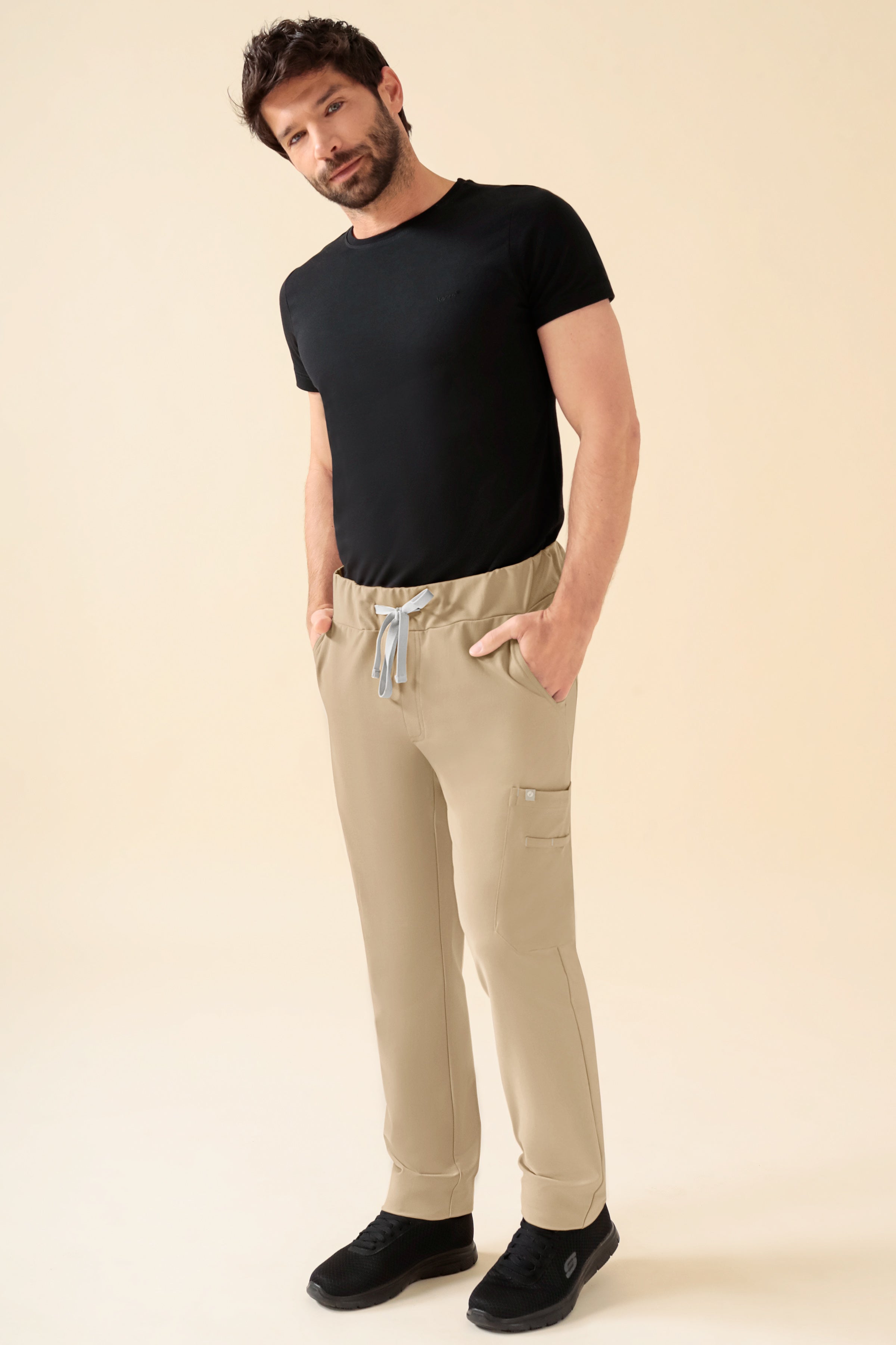 KAERE Hose Herren - gerader Saum Kurzgr. mit Beintaschen sand