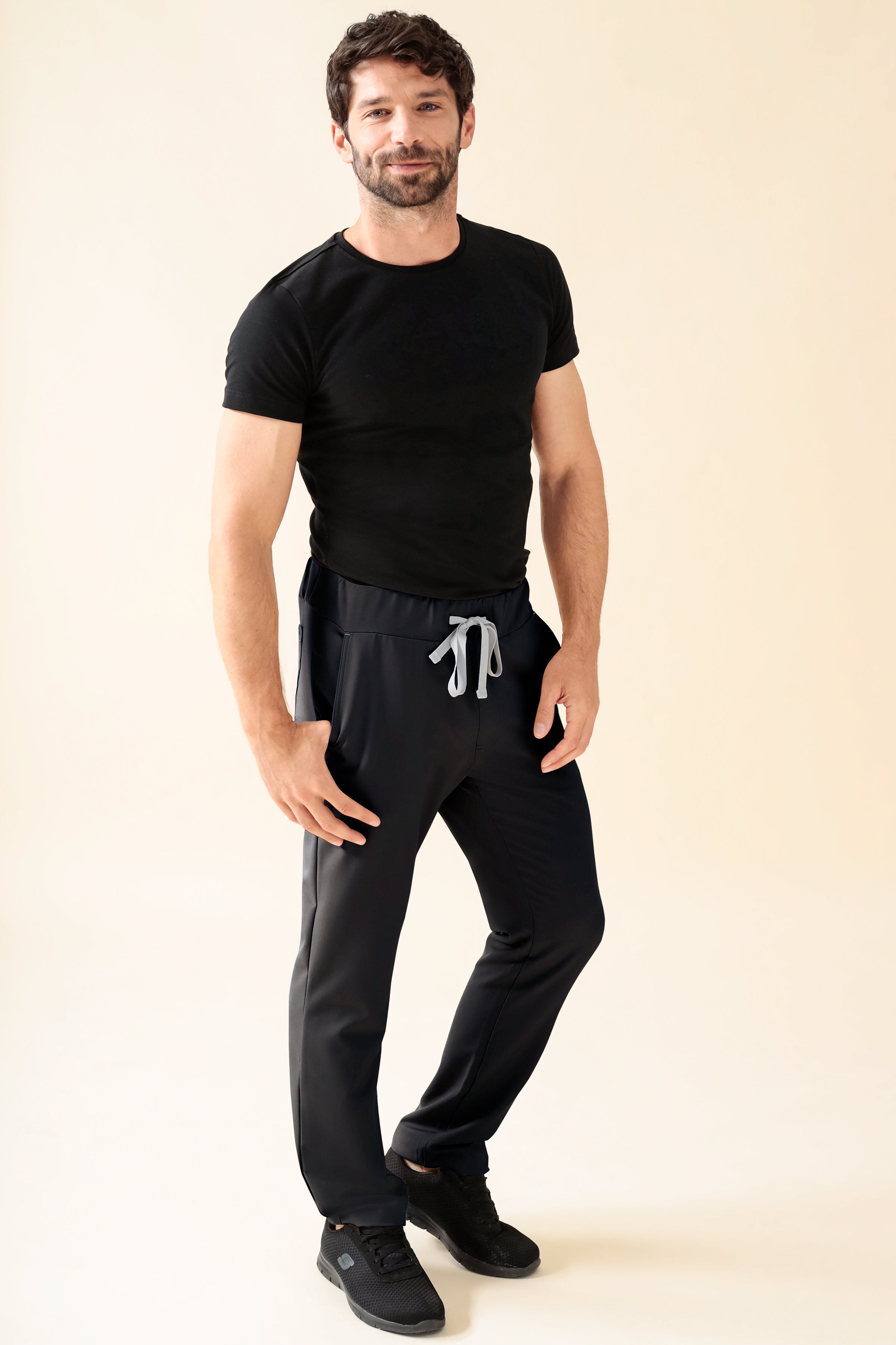 KAERE Hose Herren - gerader Saum Kurzgr. ohne Beintaschen schwarz