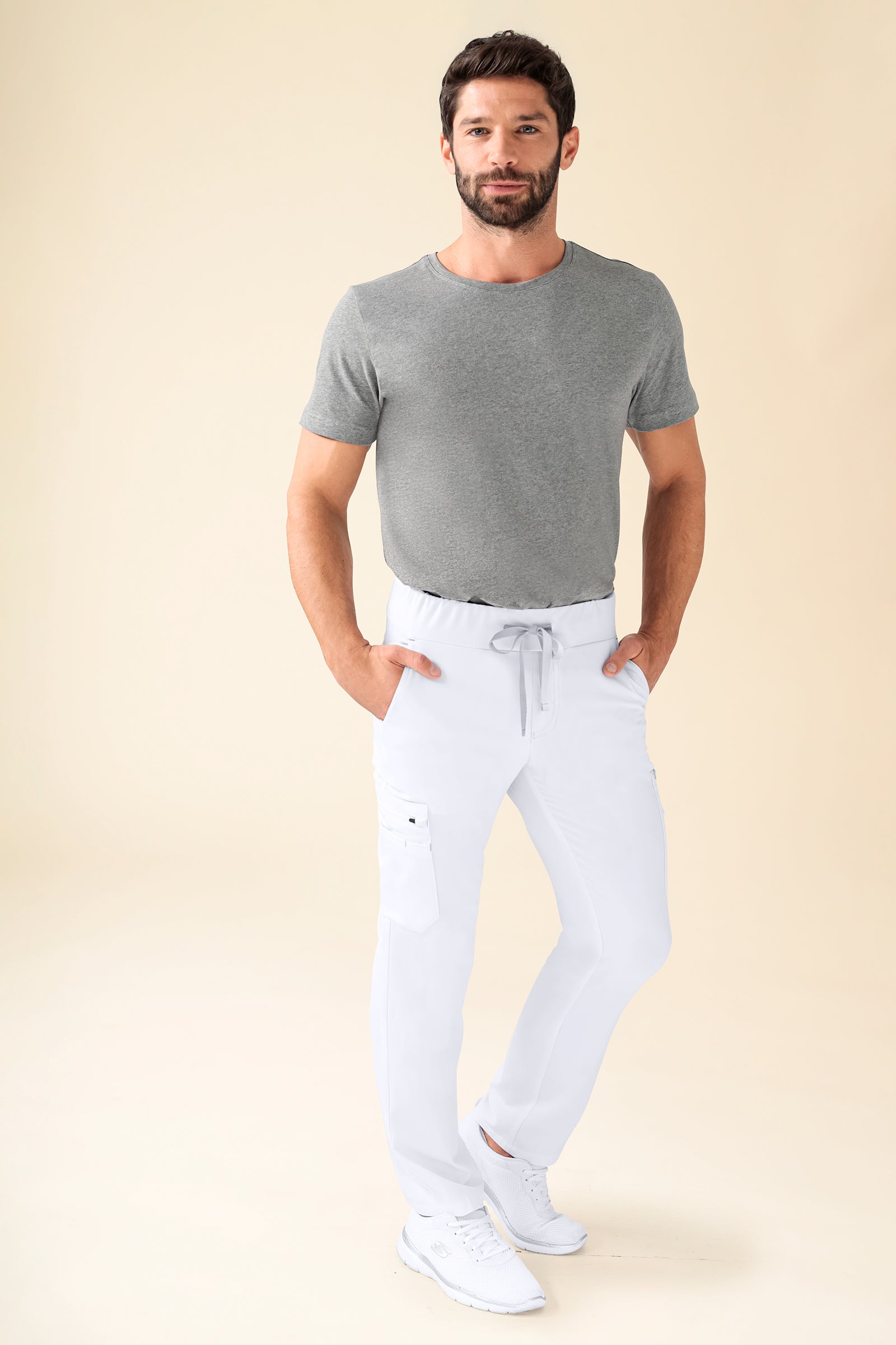 KAERE Hose Herren - gerader Saum Kurzgr. mit Beintaschen weiß