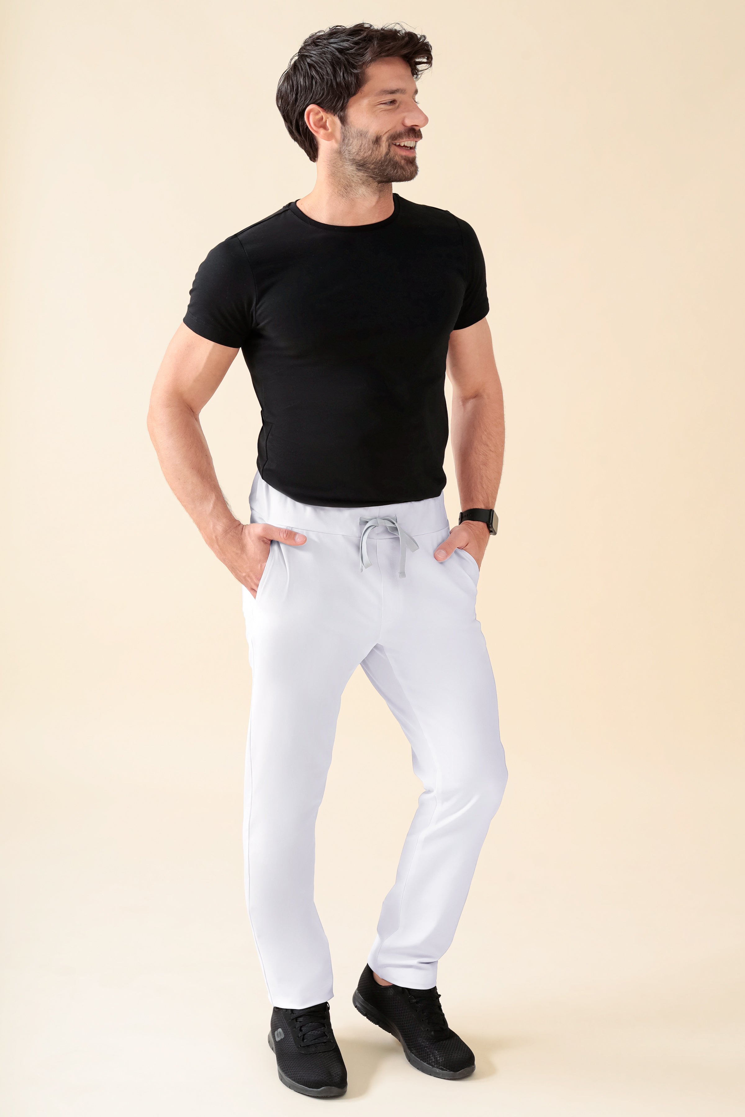 KAERE Hose Herren - gerader Saum Kurzgr. ohne Beintaschen weiß