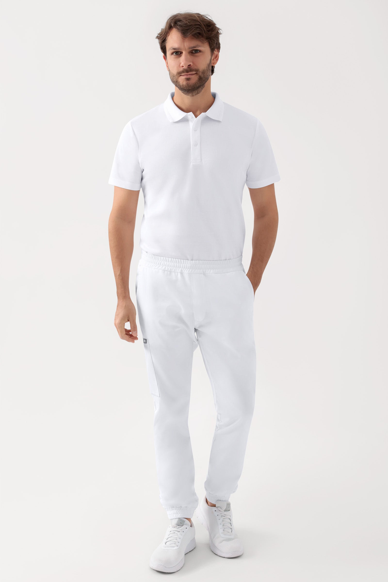 GREEN Stretch Hose Herren - Jogpants Style weiß