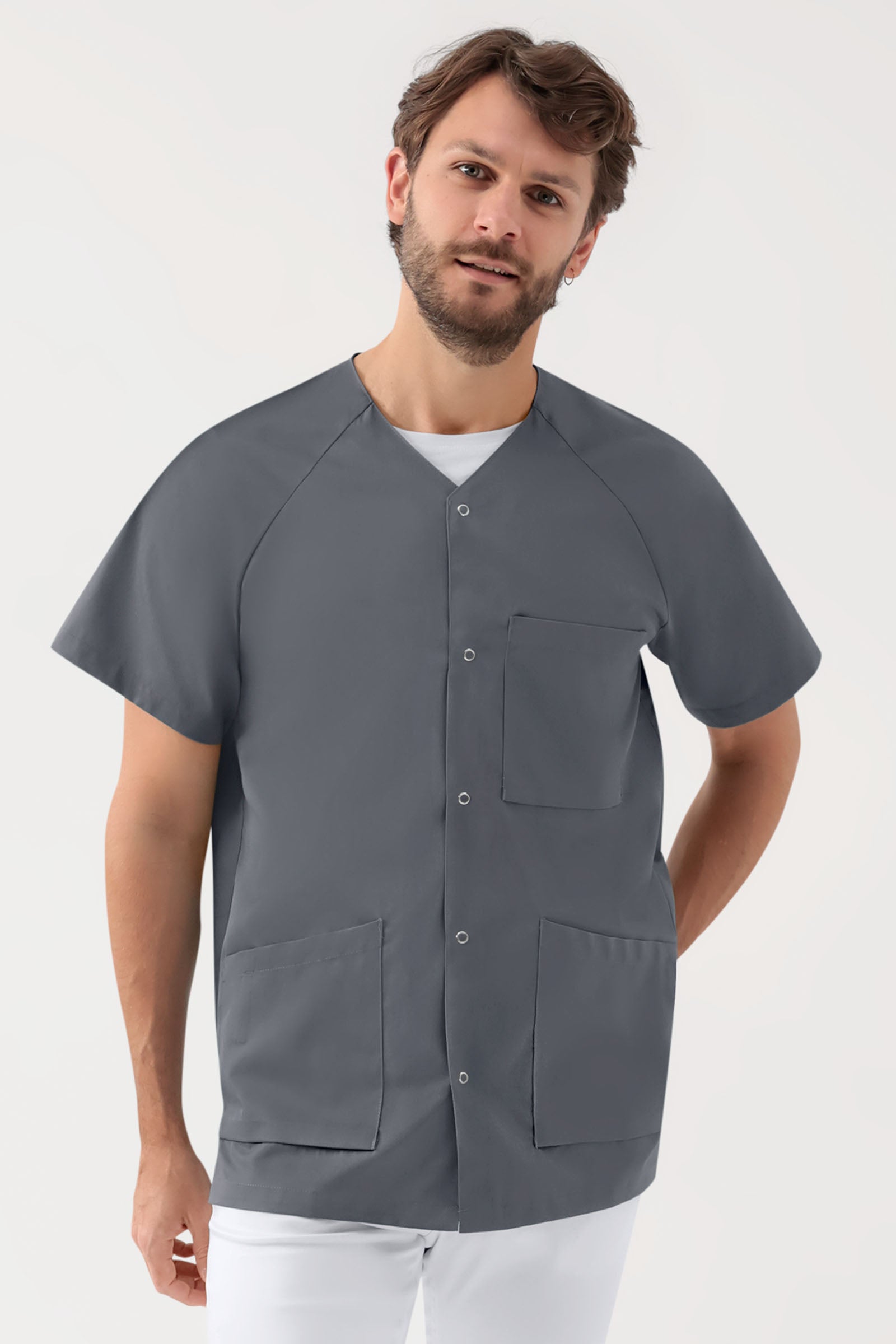 DER Kasack-Kasack Herren - durchgeknöpft steingrau