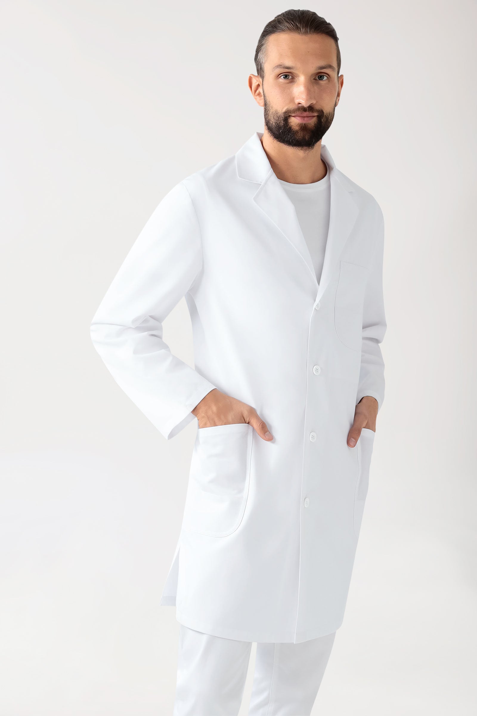 Mantel Herren - Reverskragen - durchgeknöpft weiß