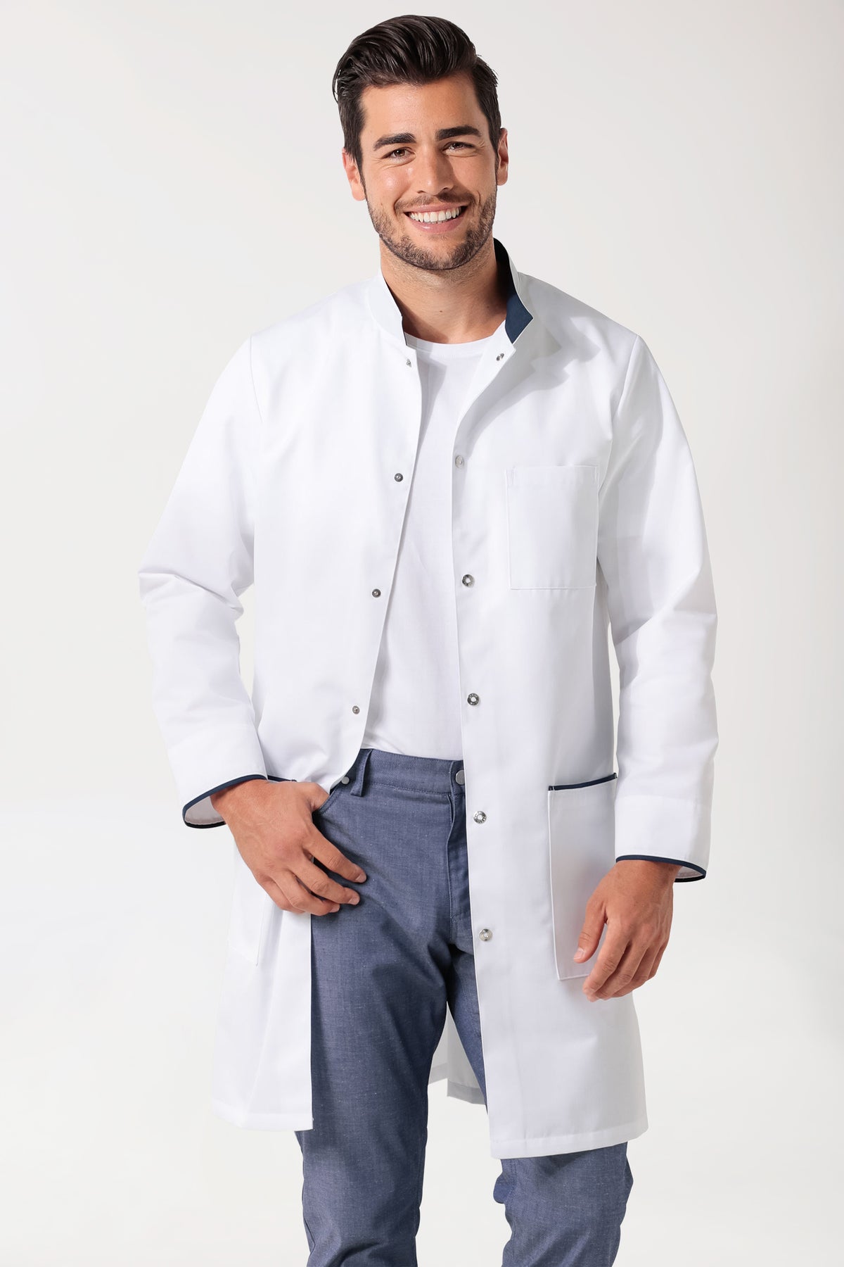 Kurzmantel Herren - Stehkragen weiß/navy