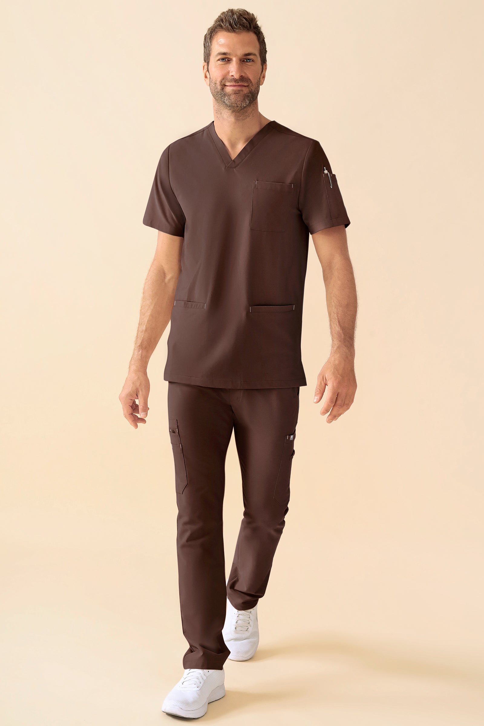 KAERE Schlupfkasack Herren - V-Ausschnitt coffee