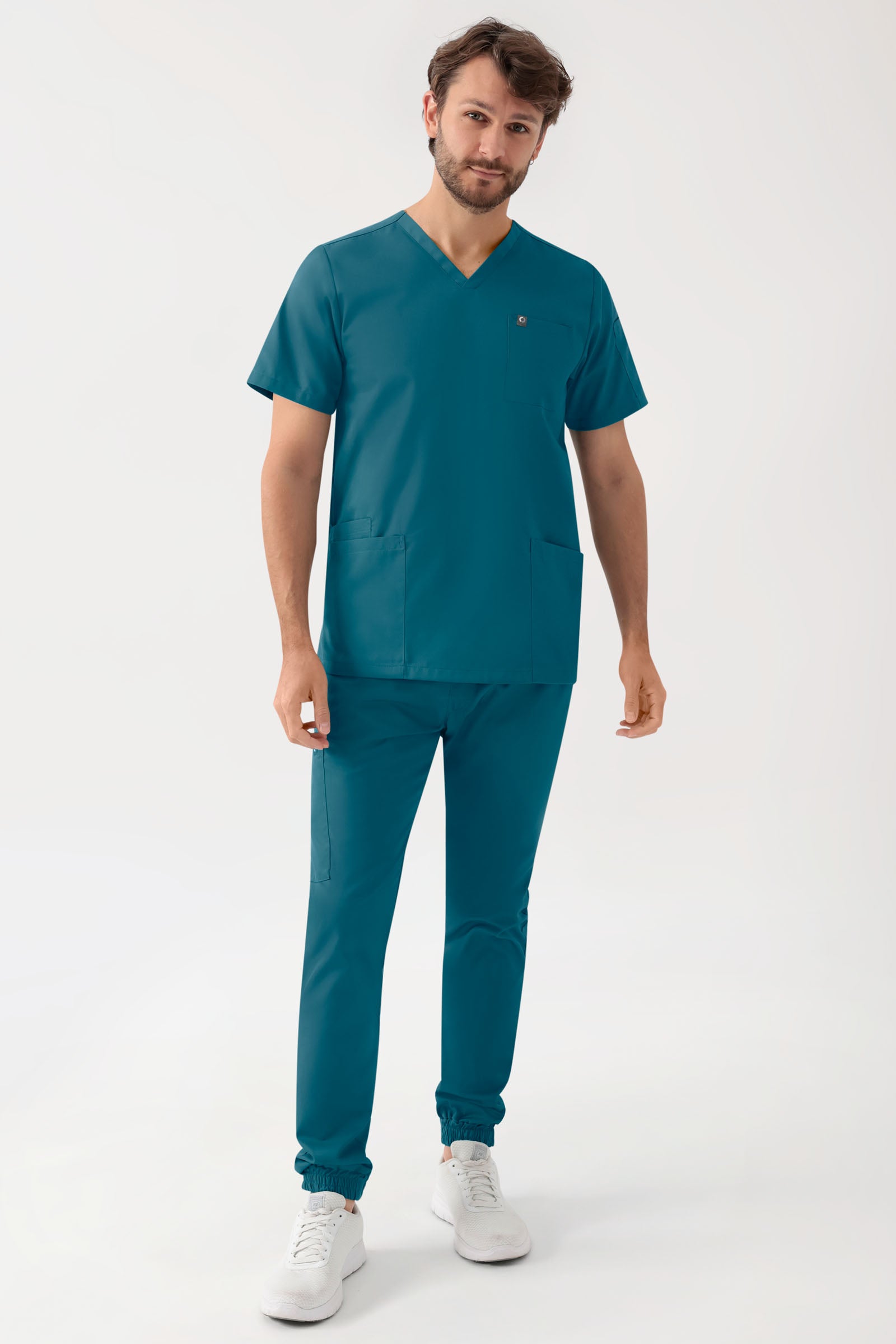 GREEN Stretch Schlupfkasack Herren - V-Ausschnitt petrol