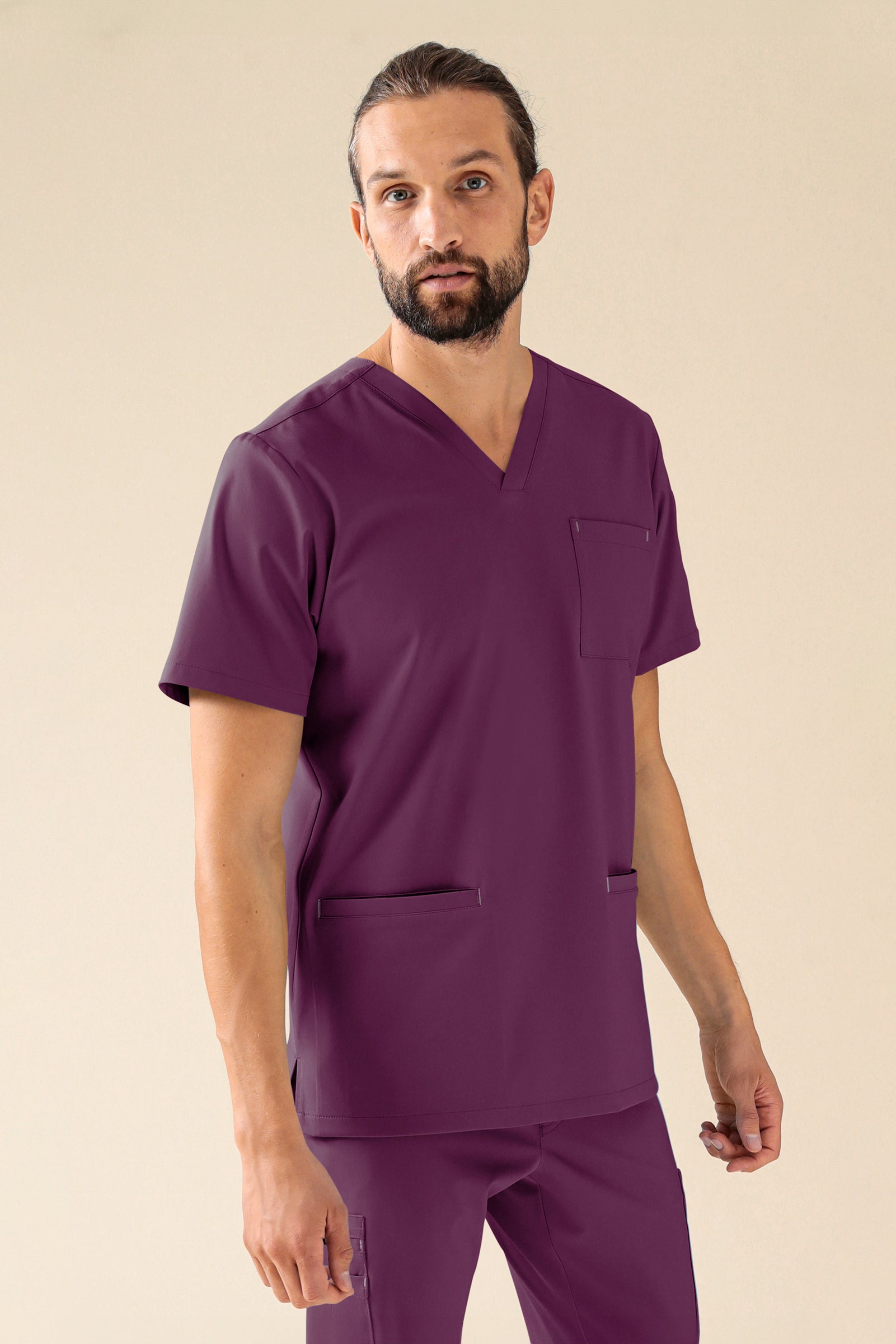 KAERE Schlupfkasack Herren - V-Ausschnitt pflaume