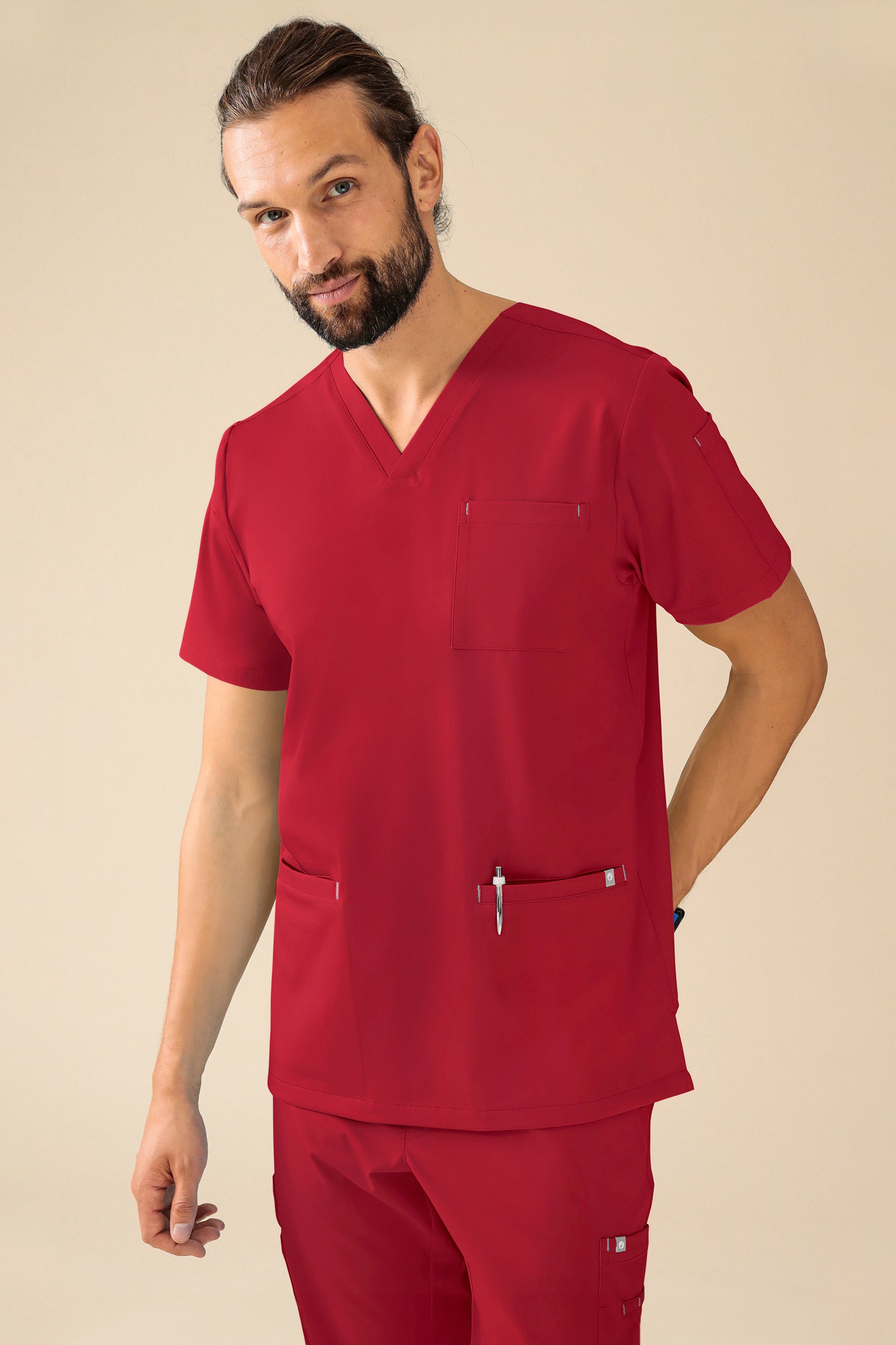 KAERE Schlupfkasack Herren - V-Ausschnitt rot