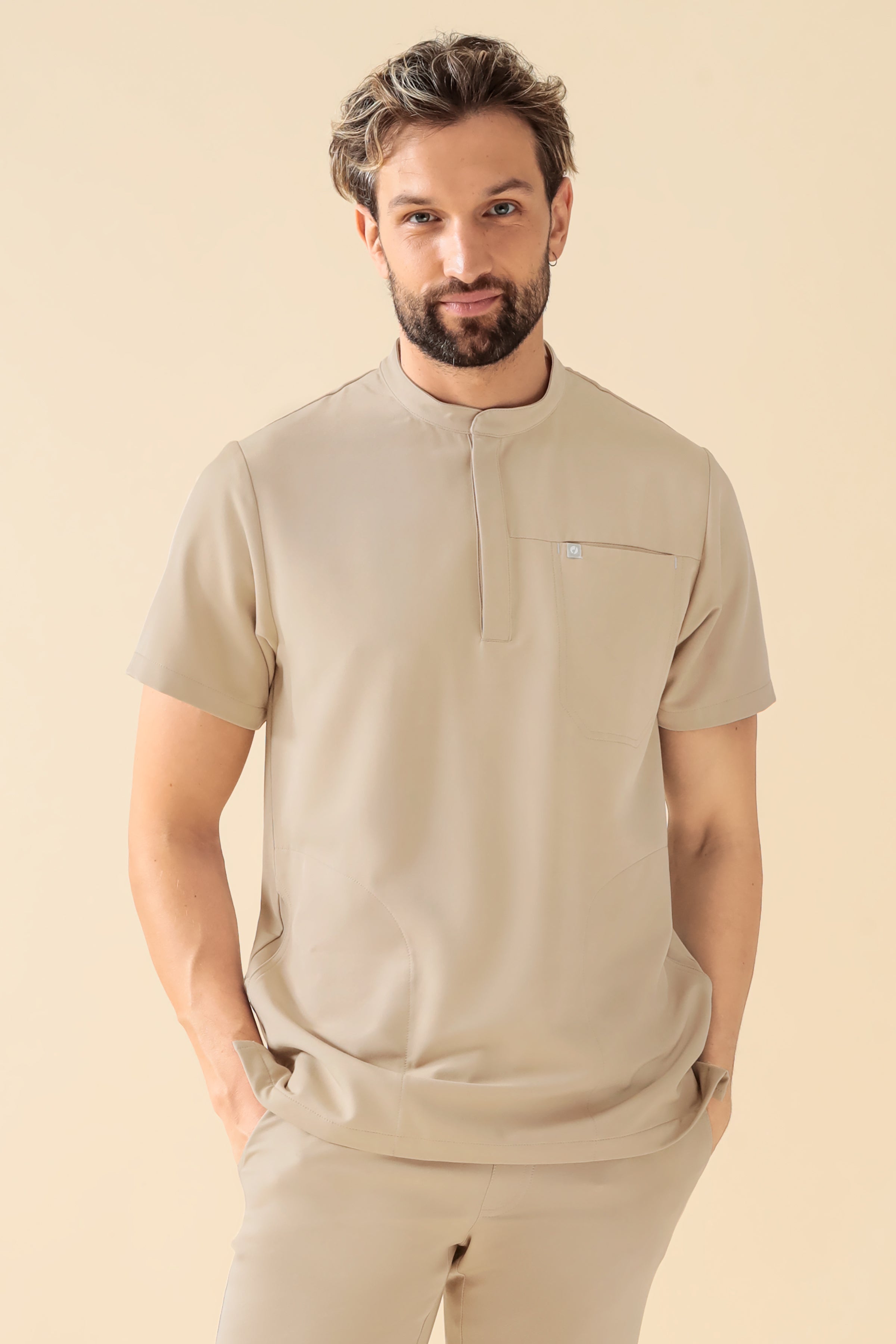 KAERE Schlupfkasack Herren - Stehkragen sand