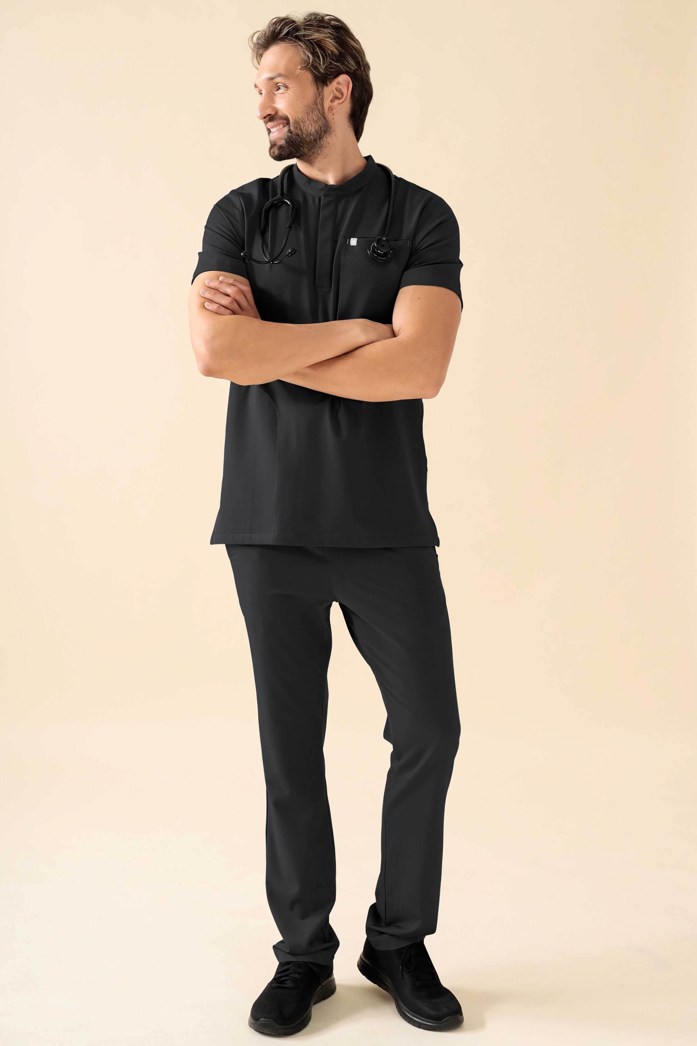 KAERE Schlupfkasack Herren - Stehkragen schwarz