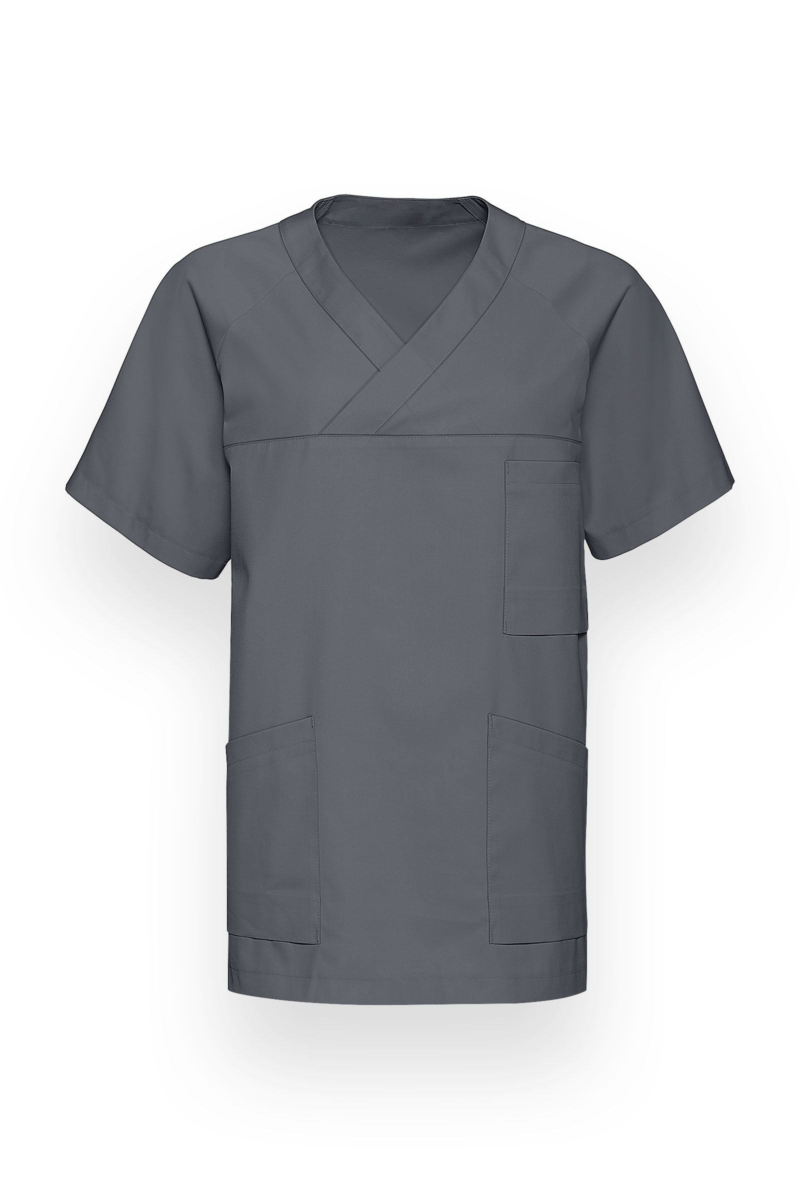 DER Kasack-Kasack V-Ausschnitt Unisex steingrau, Vorderansicht