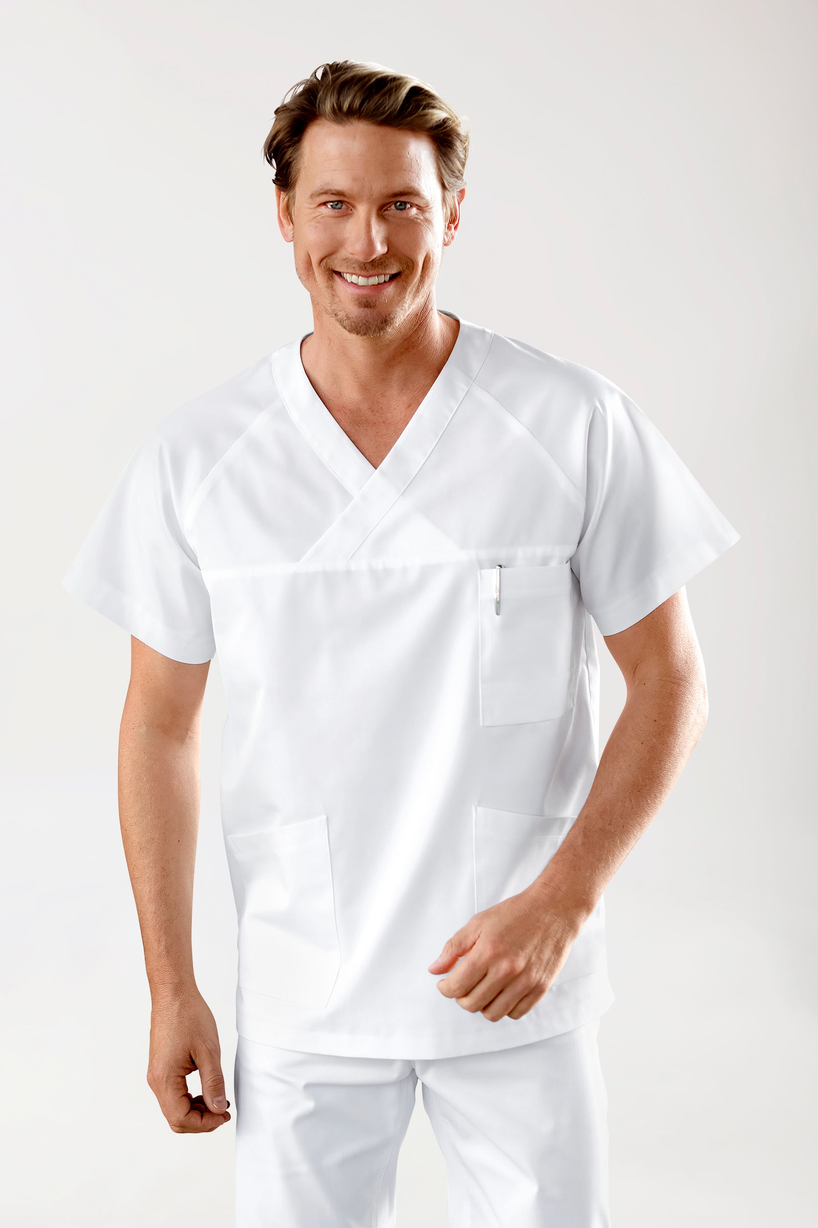 CORE Schlupfkasack Herren - 3er-Pack - V-Ausschnitt weiß