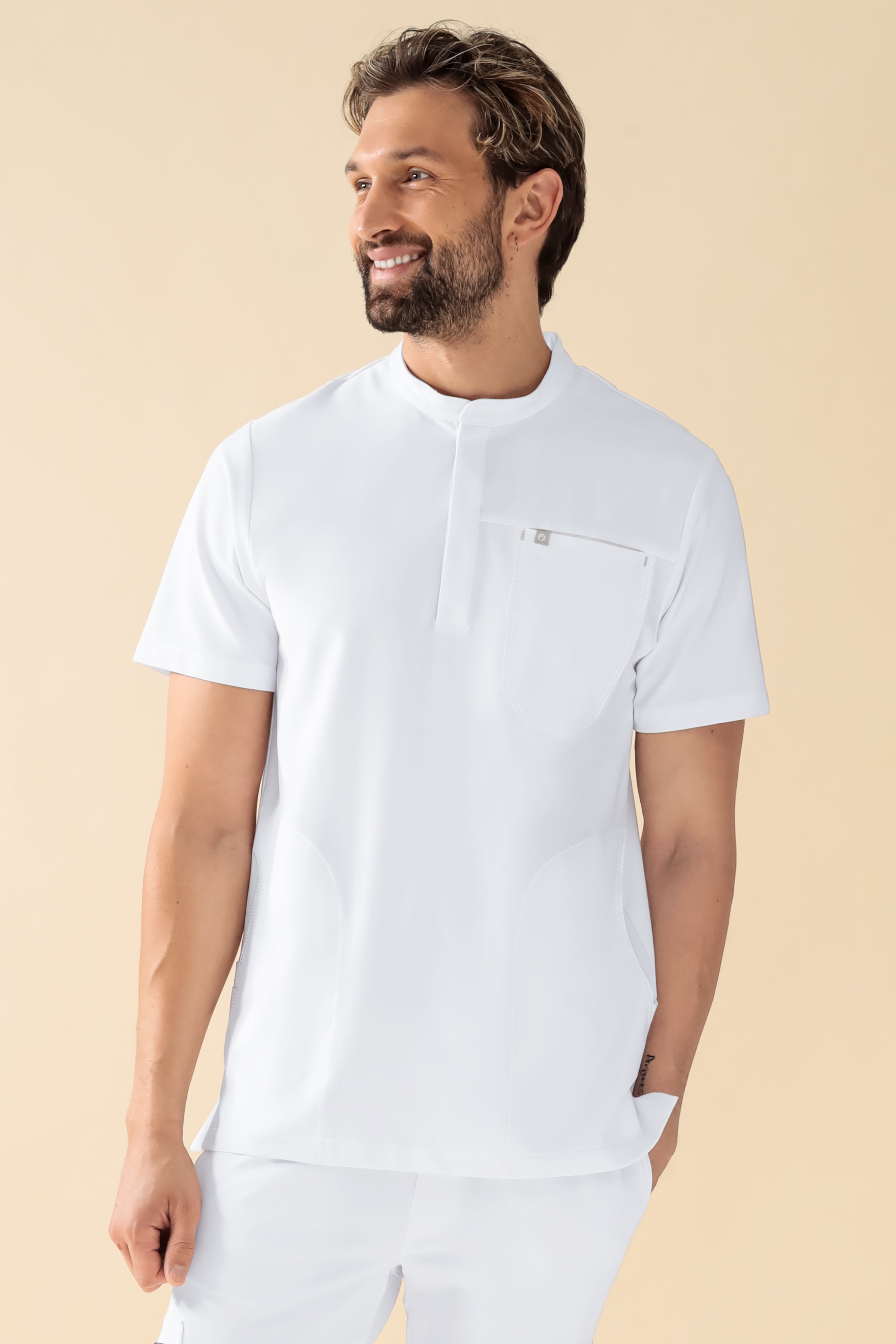 KAERE Schlupfkasack Herren - Stehkragen weiß