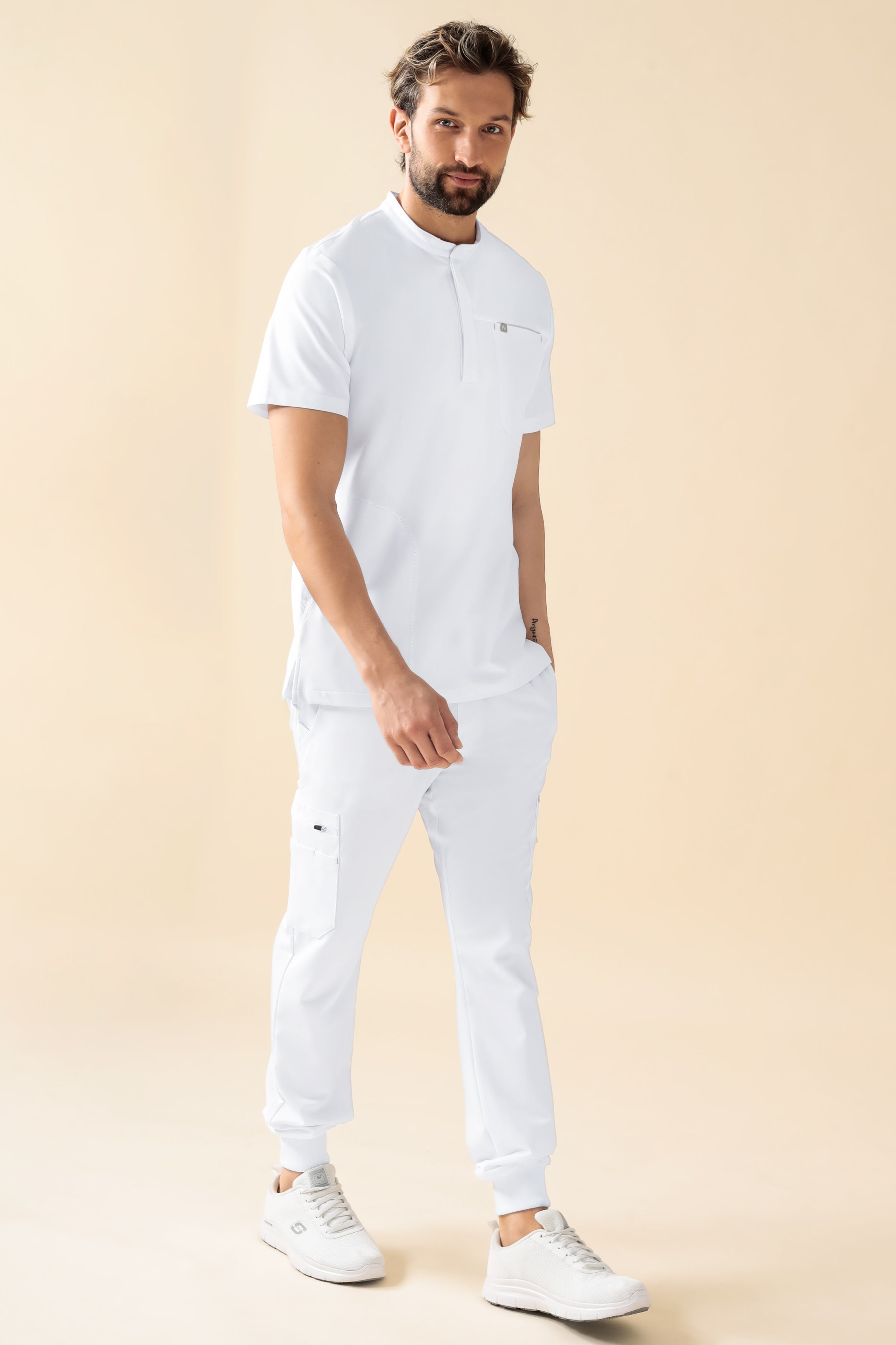 KAERE Schlupfkasack Herren - Stehkragen weiß