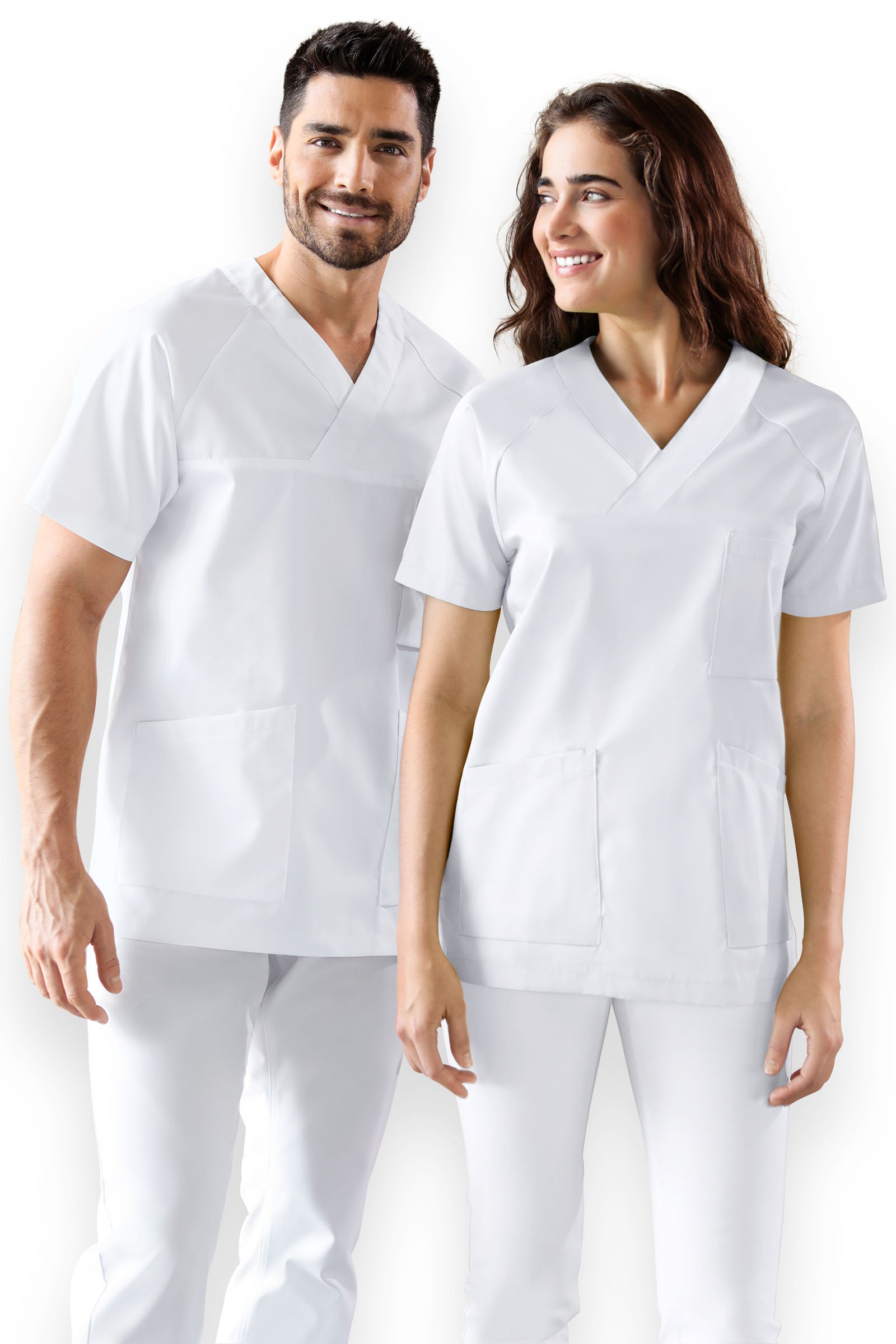 DER Kasack-Kasack V-Ausschnitt Unisex weiß