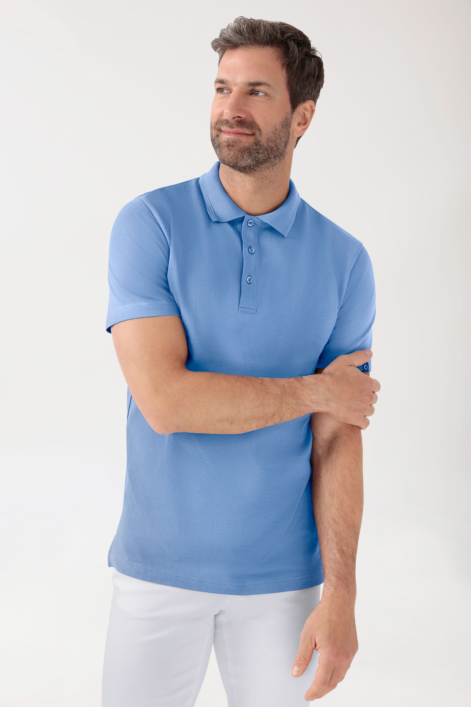 COMFY FLEX Stretch Shirt Herren - Polokragen himmelblau